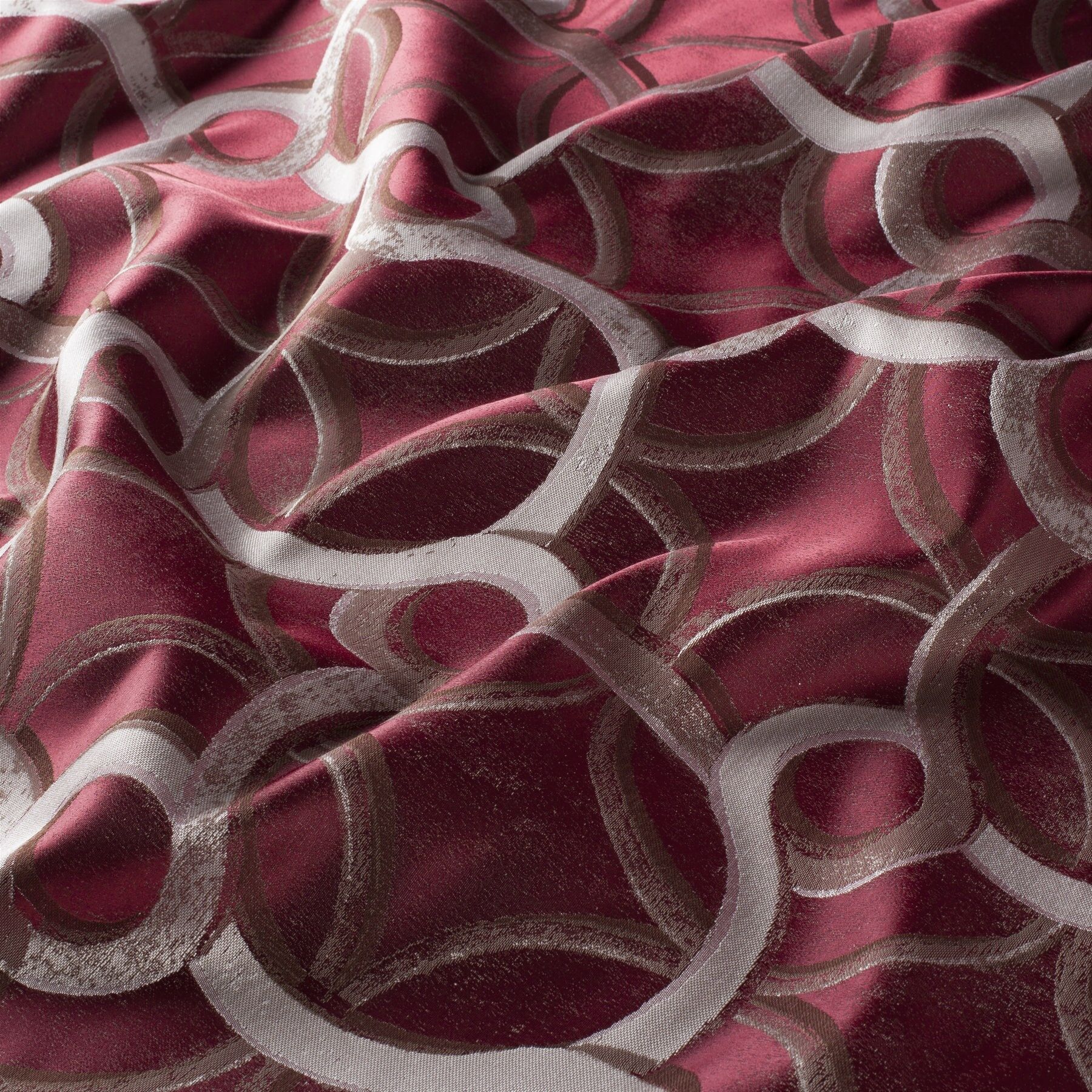 Ja7010 010 Mauro Moderne Jab Anstoetz Vorhaenge Dekostoff Gemustert Rot Braun Silber