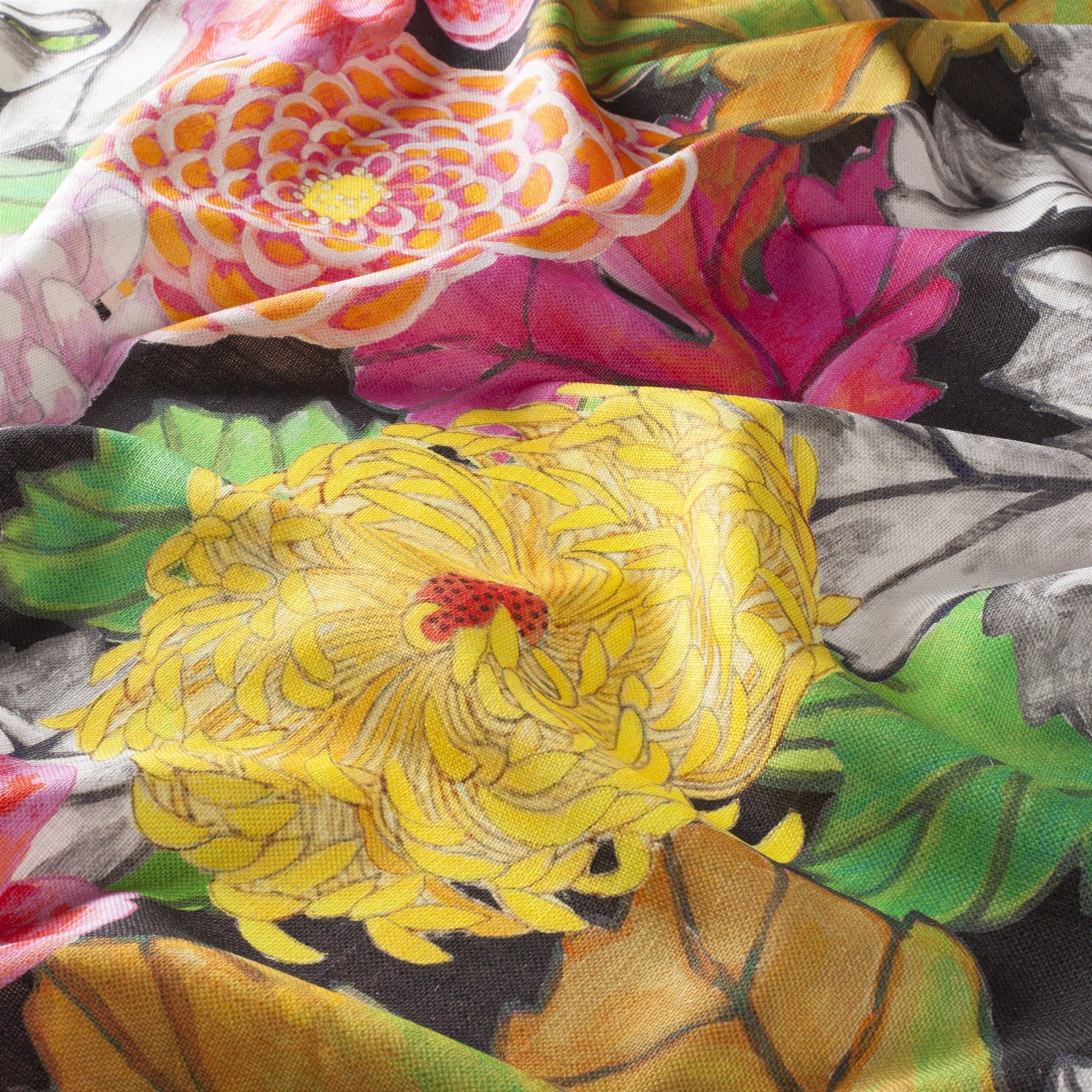 Ja8032 060 Japonais Modern Bedruckte Florale Vorhaenge Bunt Gemustert