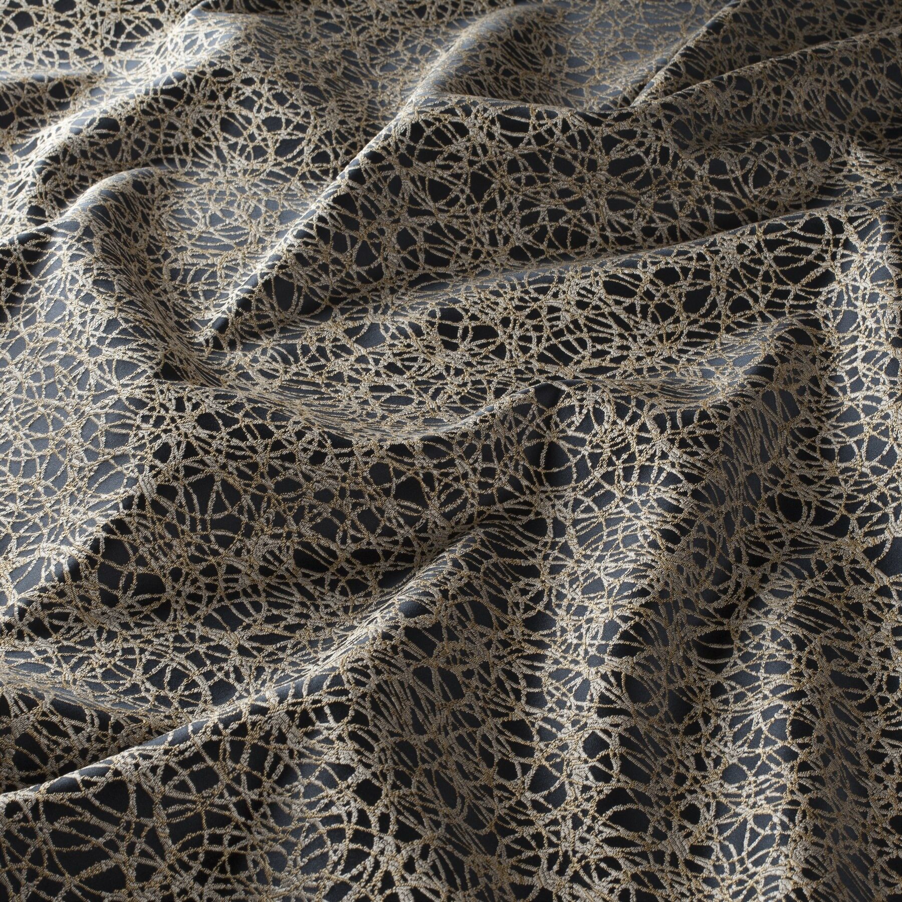 Ja7035 099 Surabaya Jab Moderne Gardinen Gemustert Schwarz Gold