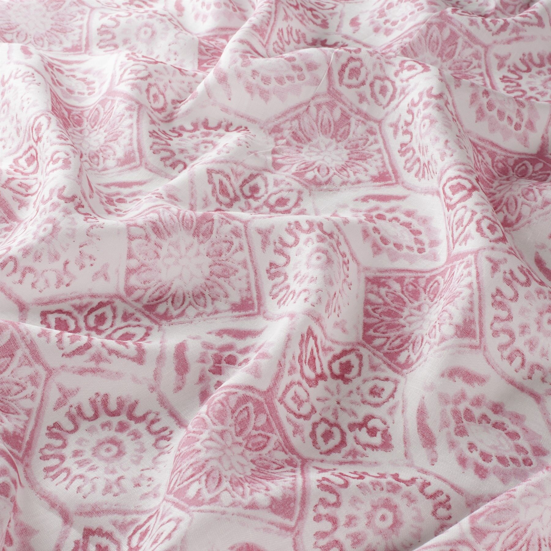 Ja8023 060 Kelty Landhaus Vorhangstoff Meterware Jab Ornamental Gemustert Rosa Weiss