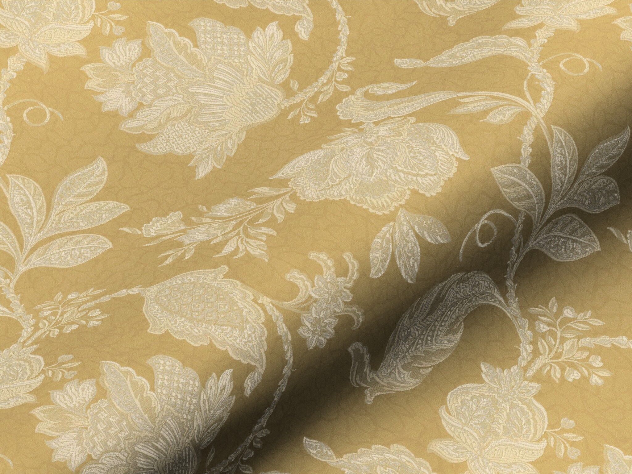 62774200 Antiker Polsterstoff Klassischer Bezugsstoff Blumen Floral Gold
