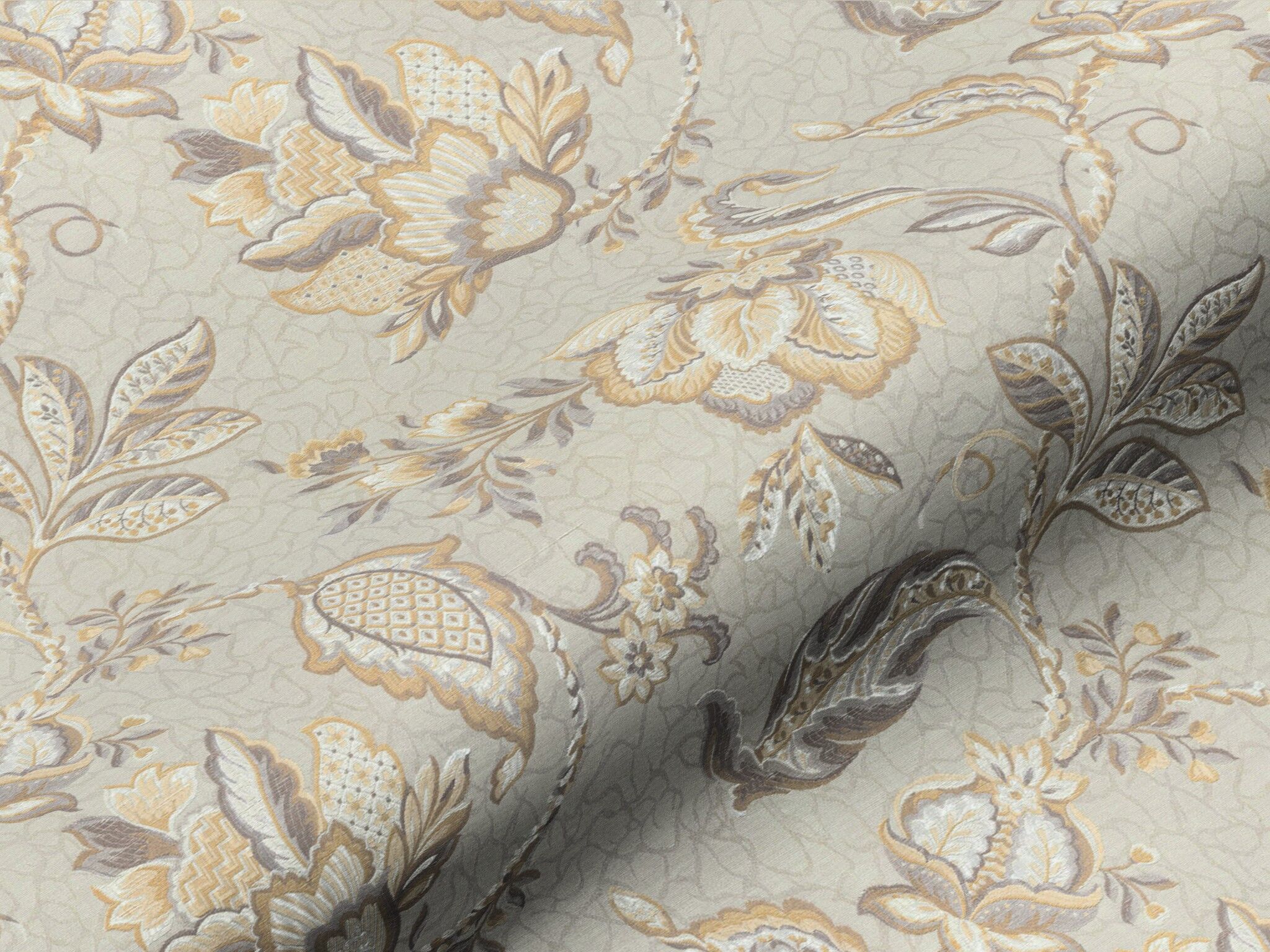 62774800 Antiker Polsterstoff Klassischer Bezugsstoff Blumen Floral Braun