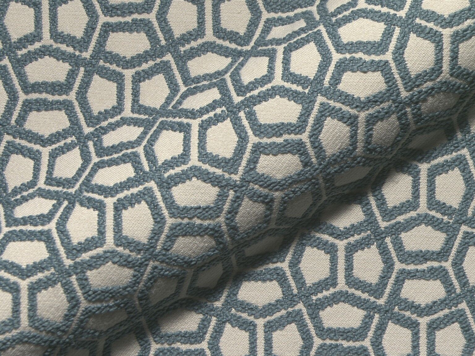 Origami 635 Q2 Moebelbezugsstoff Hoepke Gemustert Blau Beige