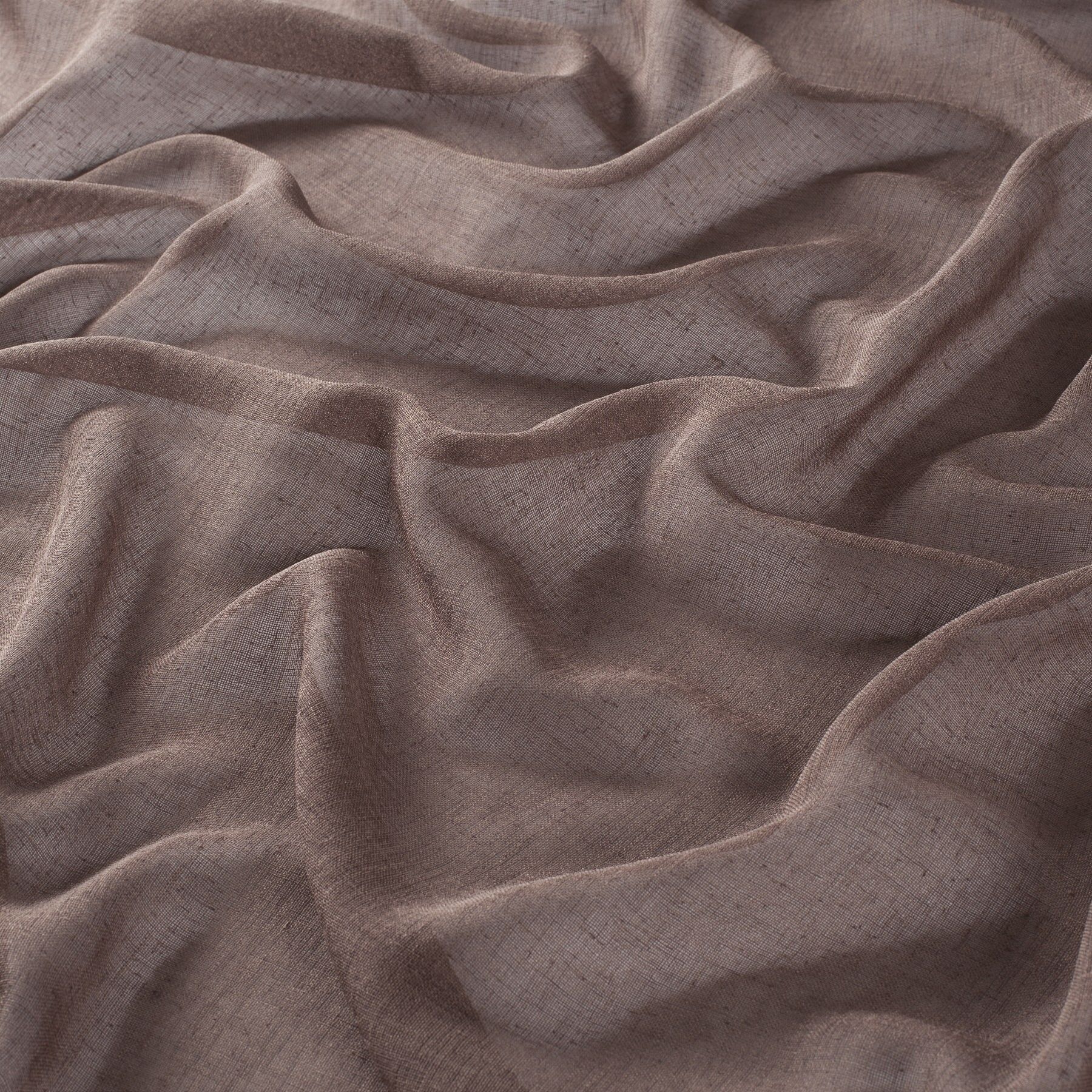 Ca1380 022 Italienischer Gardinenstoff Meterware Leinenoptik Halbtransparent Braun