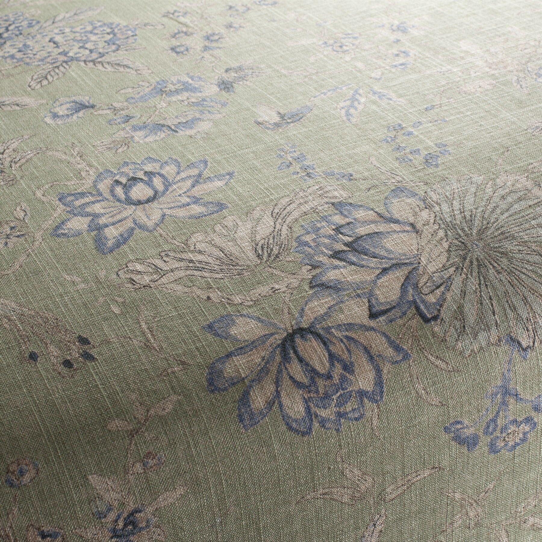 1 5052 030 Devon Jab Vorhangstoff Meterware Mit Blumenmuster Gruen Blau