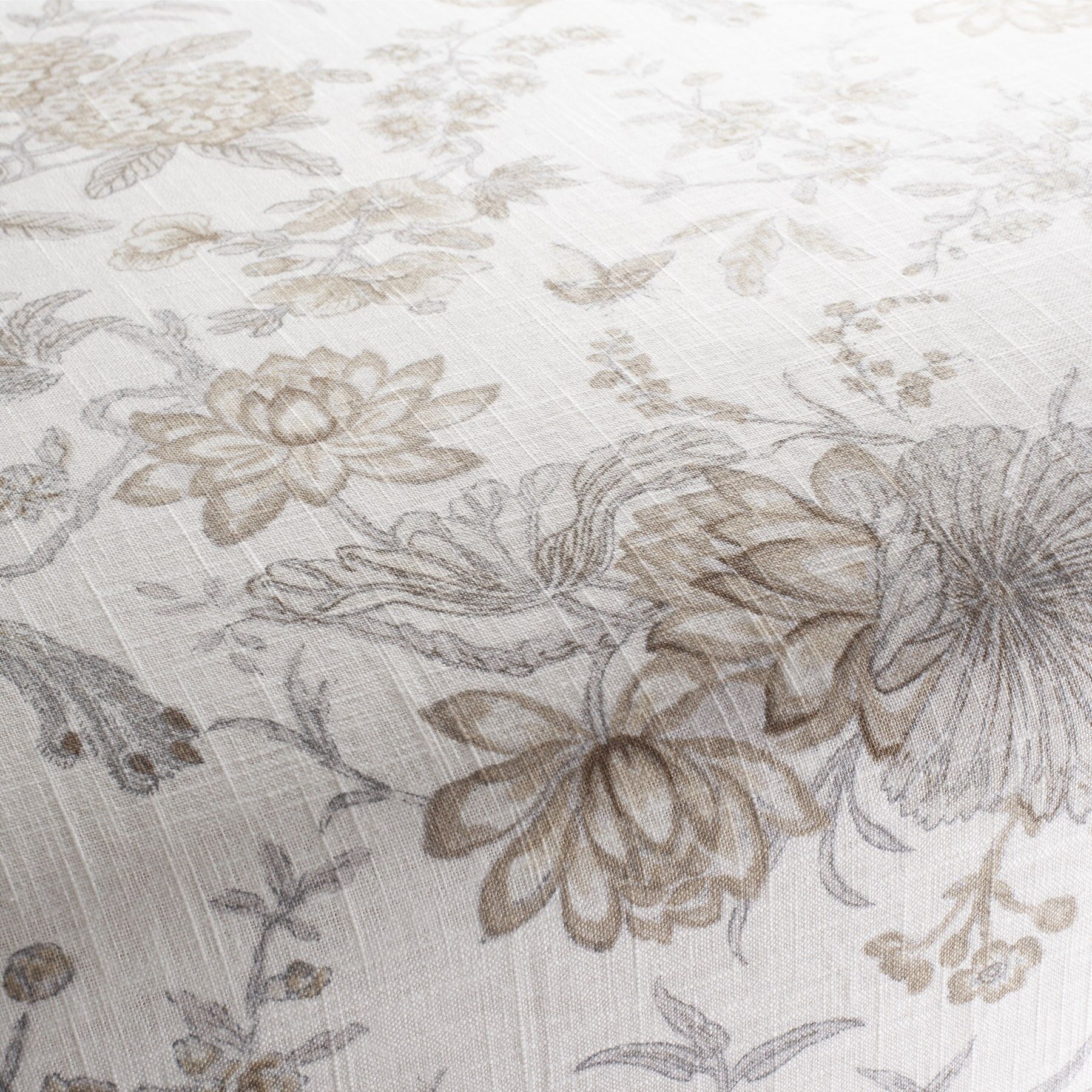 1 5052 070 Devon Jab Vorhangstoff Meterware Mit Blumenmuster Weiss Beige