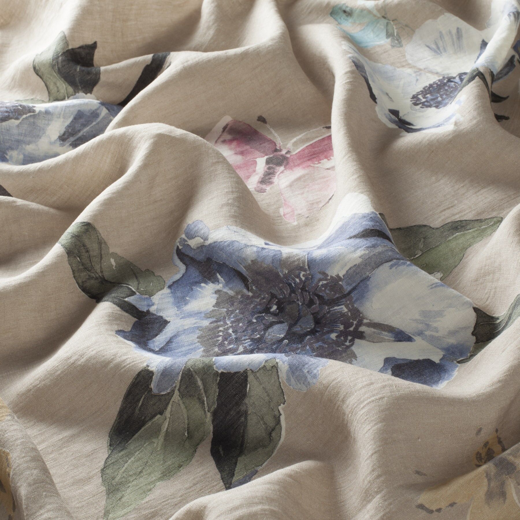 1 8873 050 Flower Rain Jab Vorhangstoff Meterware Mit Blumenmuster Beige