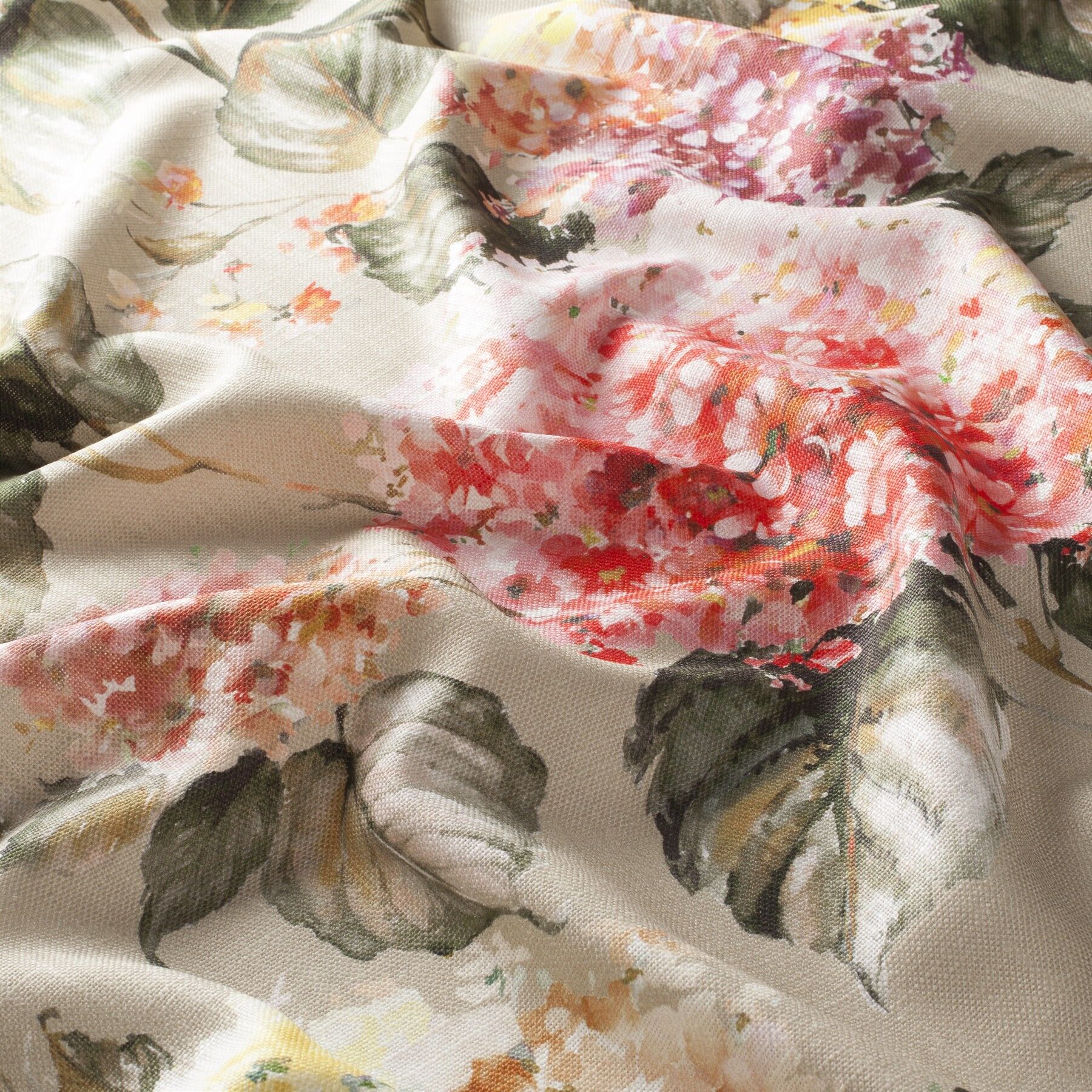 1 8910 030 Mare Di Fiori Jab Vorhangstoff Meterware Mit Blumenmuster Beige Gelb Orange