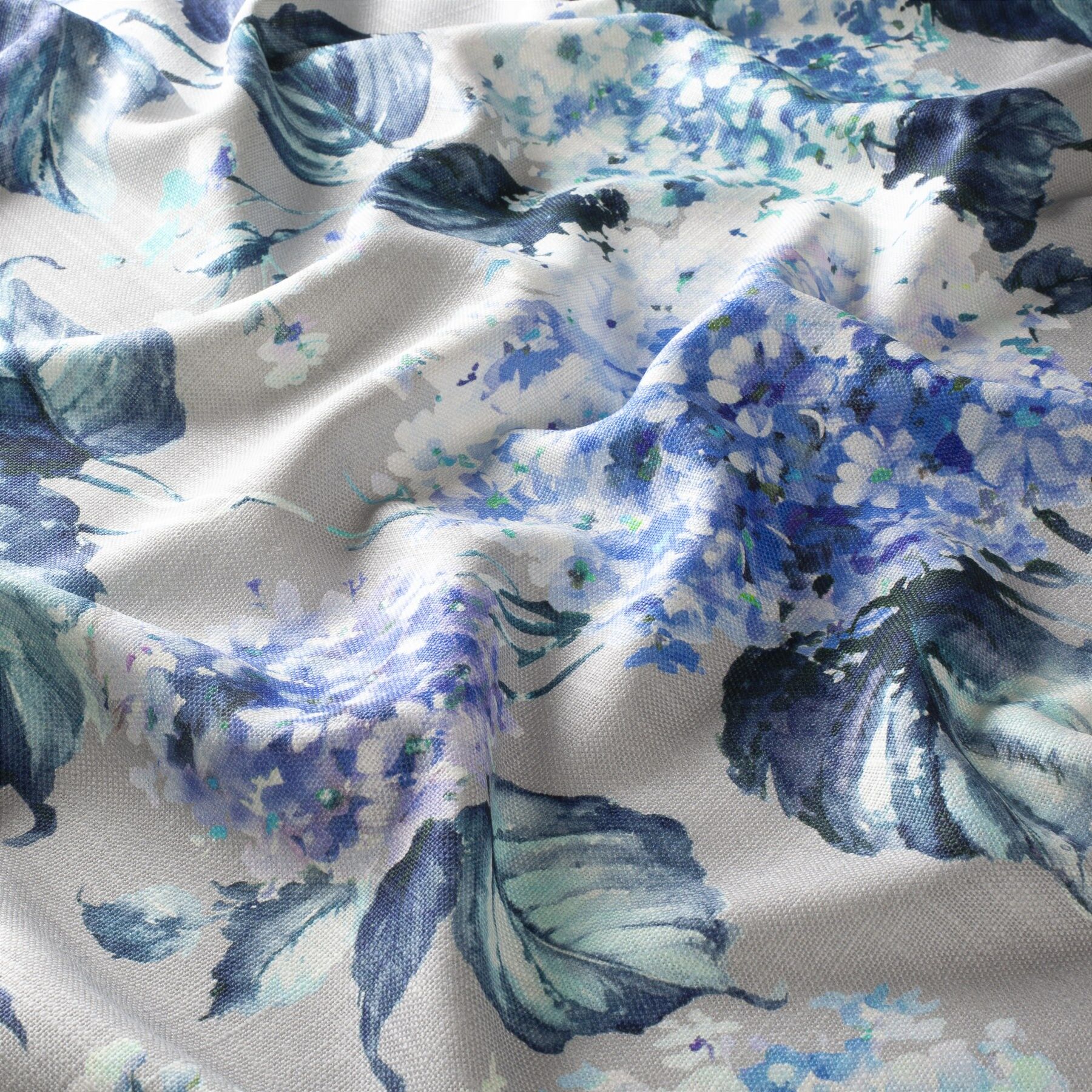 1 8910 050 Mare Di Fiori Jab Vorhangstoff Meterware Mit Blumenmuster Blau