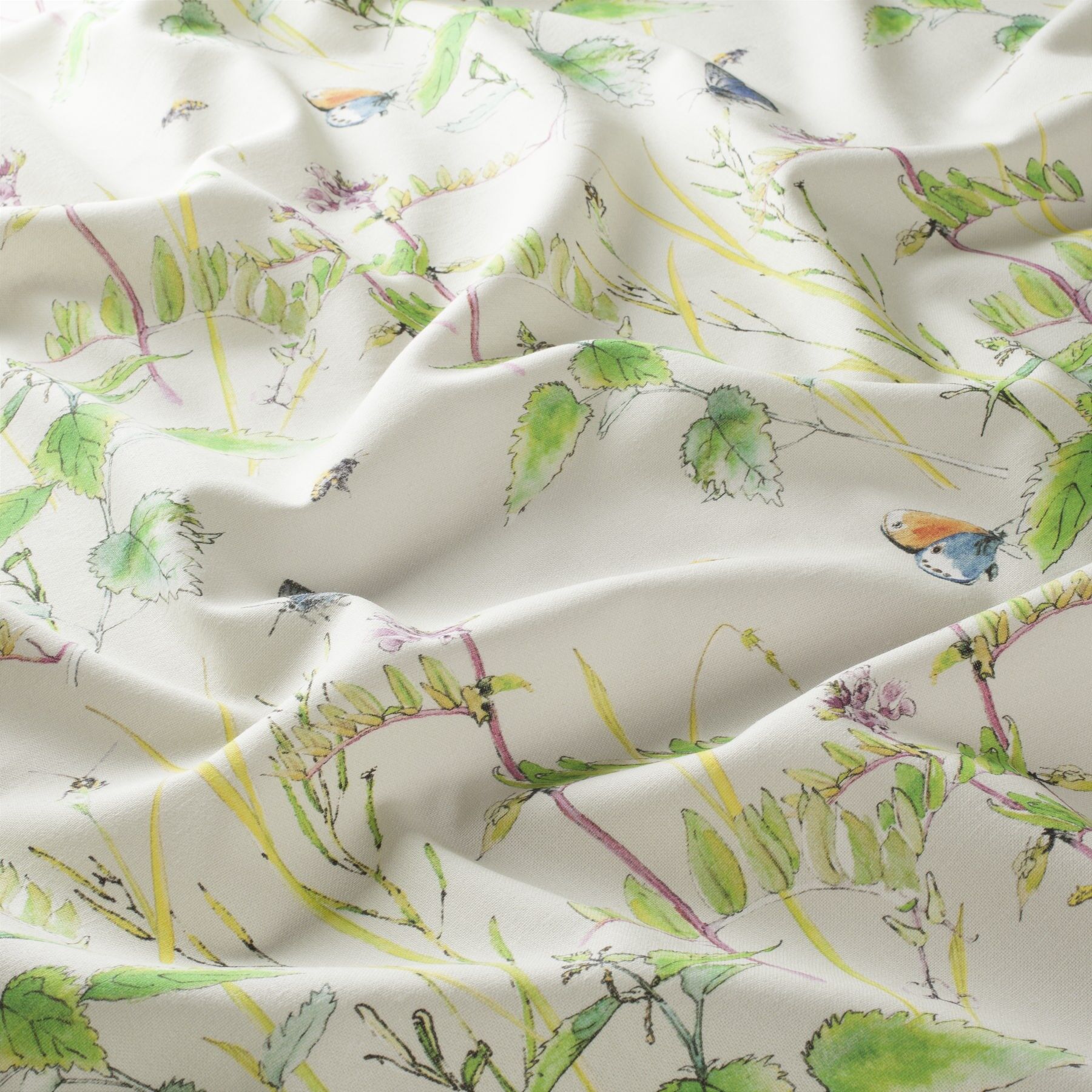 1 8951 071 Biotope Jab Vorhangstoff Meterware Mit Blumenmuster Beige Gruen