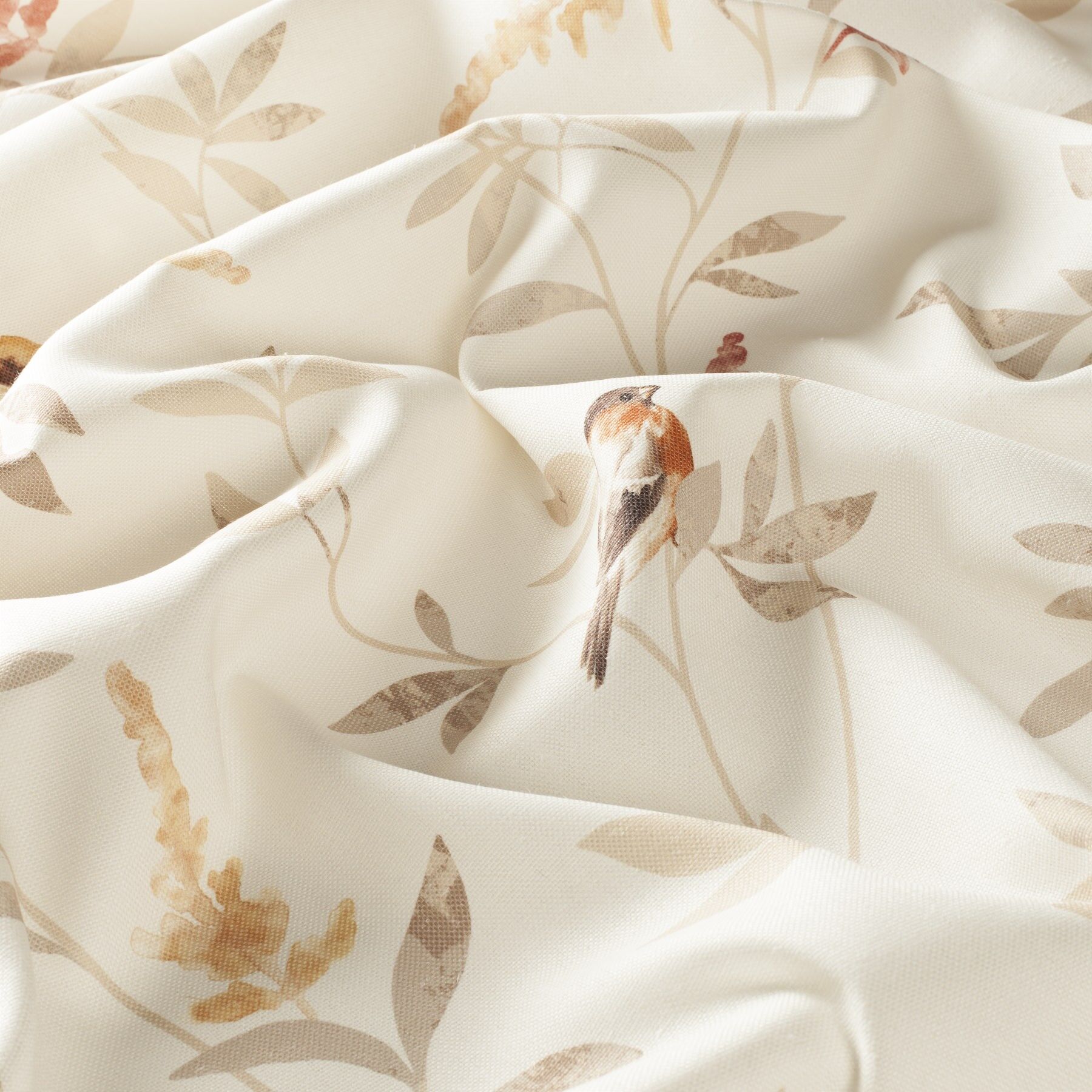 8 1812 020 Robin Jab Vorhangstoff Meterware Gemustert Creme Weiss Orange