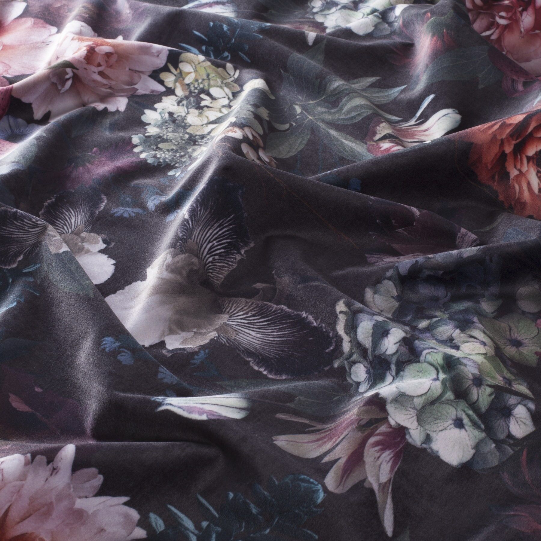 8 1910 099 Verona Jab Vorhangstoff Meterware Mit Blumenmuster Schwarz