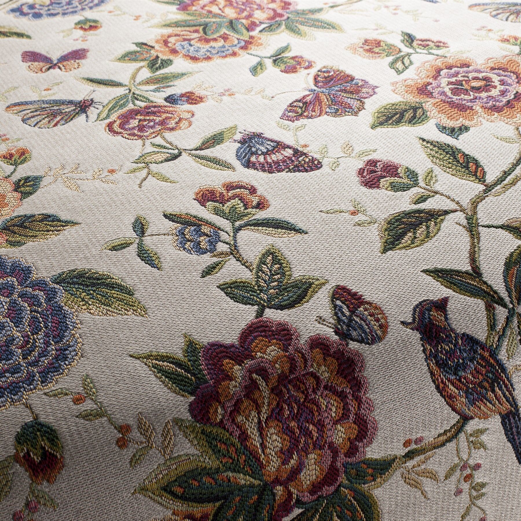 9 2318 070 Mariposas Jab Vorhangstoff Meterware Mit Blumenmuster Beige