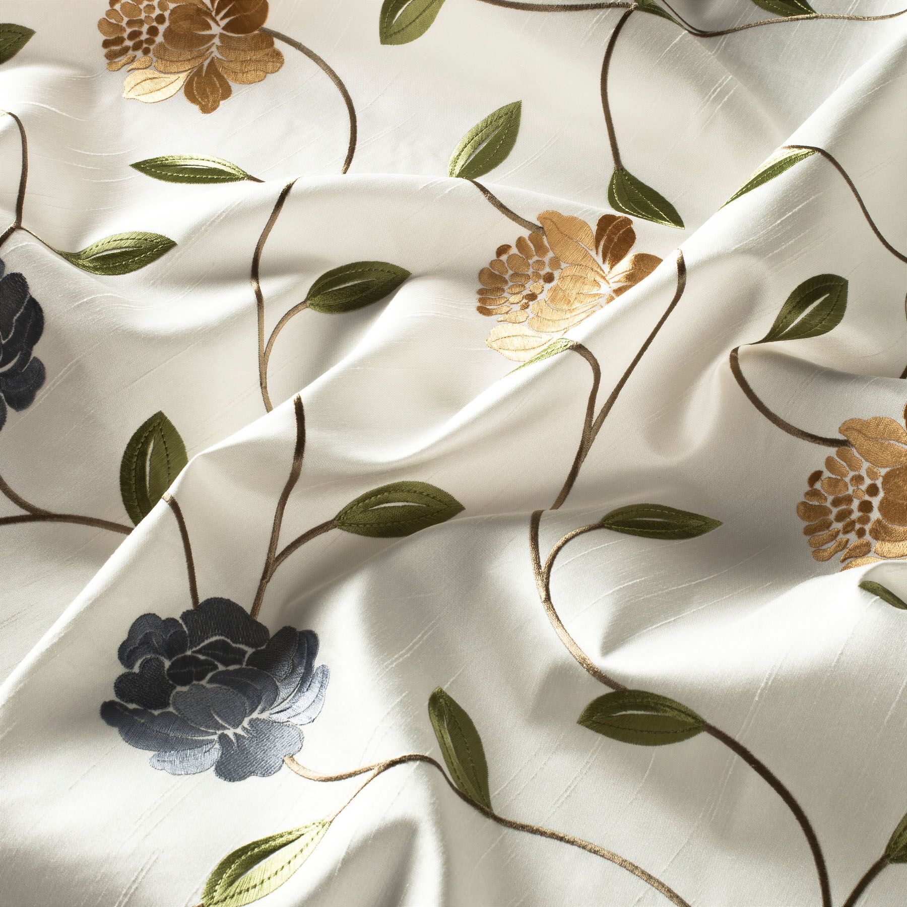 9 7109 276 Lupara Jab Vorhangstoff Meterware Mit Blumenmuster Blau Gold