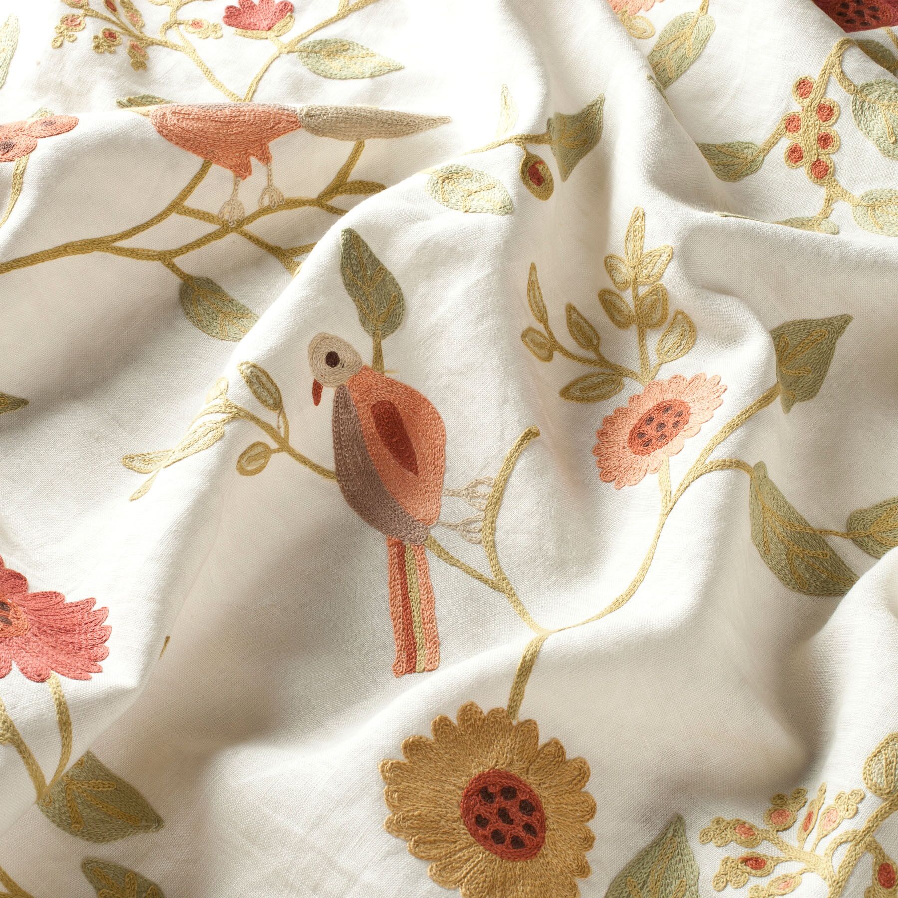 9 7376 060 Chennai Jab Vorhangstoff Meterware Mit Blumenmuster Gruen Rot