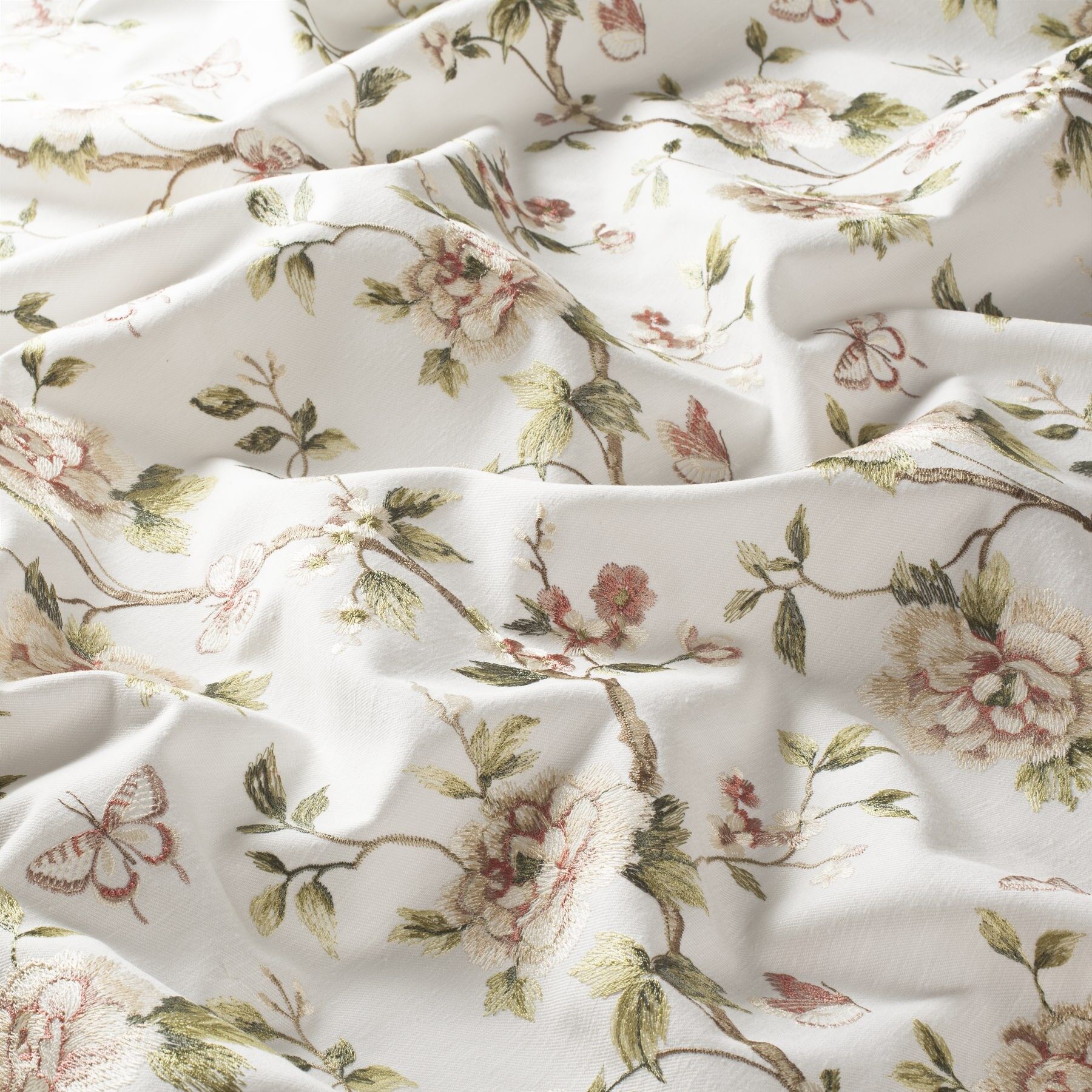 9 7833 060 Bloomsbury Jab Vorhangstoff Meterware Mit Blumenmuster Weiss