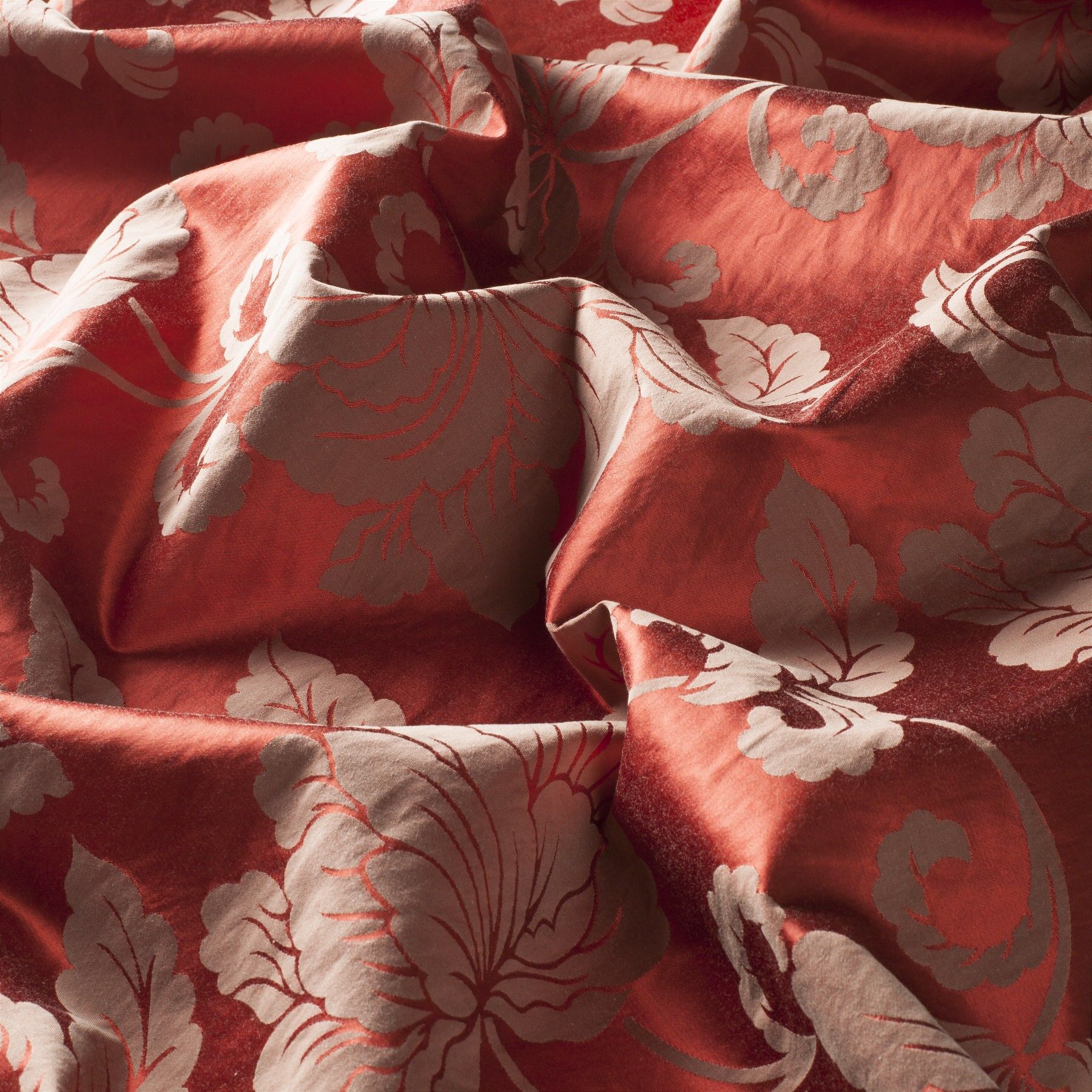 Ca1426 010 Foglia Jab Vorhangstoff Meterware Gemustert Rot