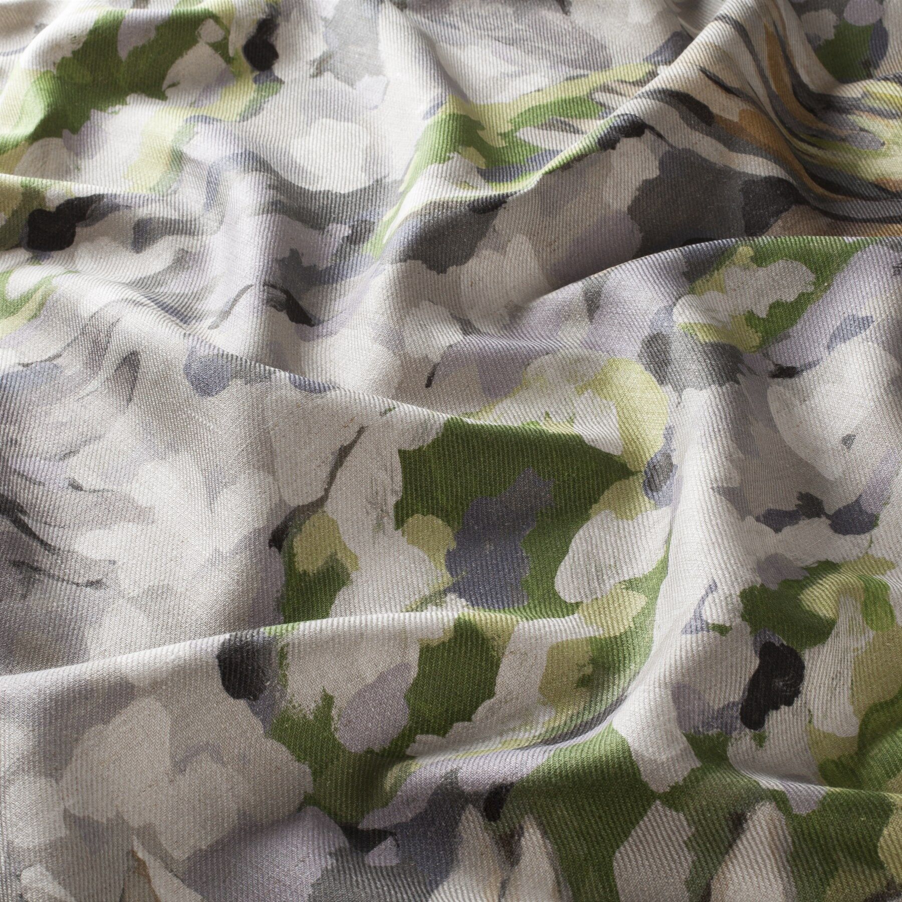 Ca1572 091 By The Lake Jab Vorhangstoff Meterware Mit Blumenmuster Grau Gruen