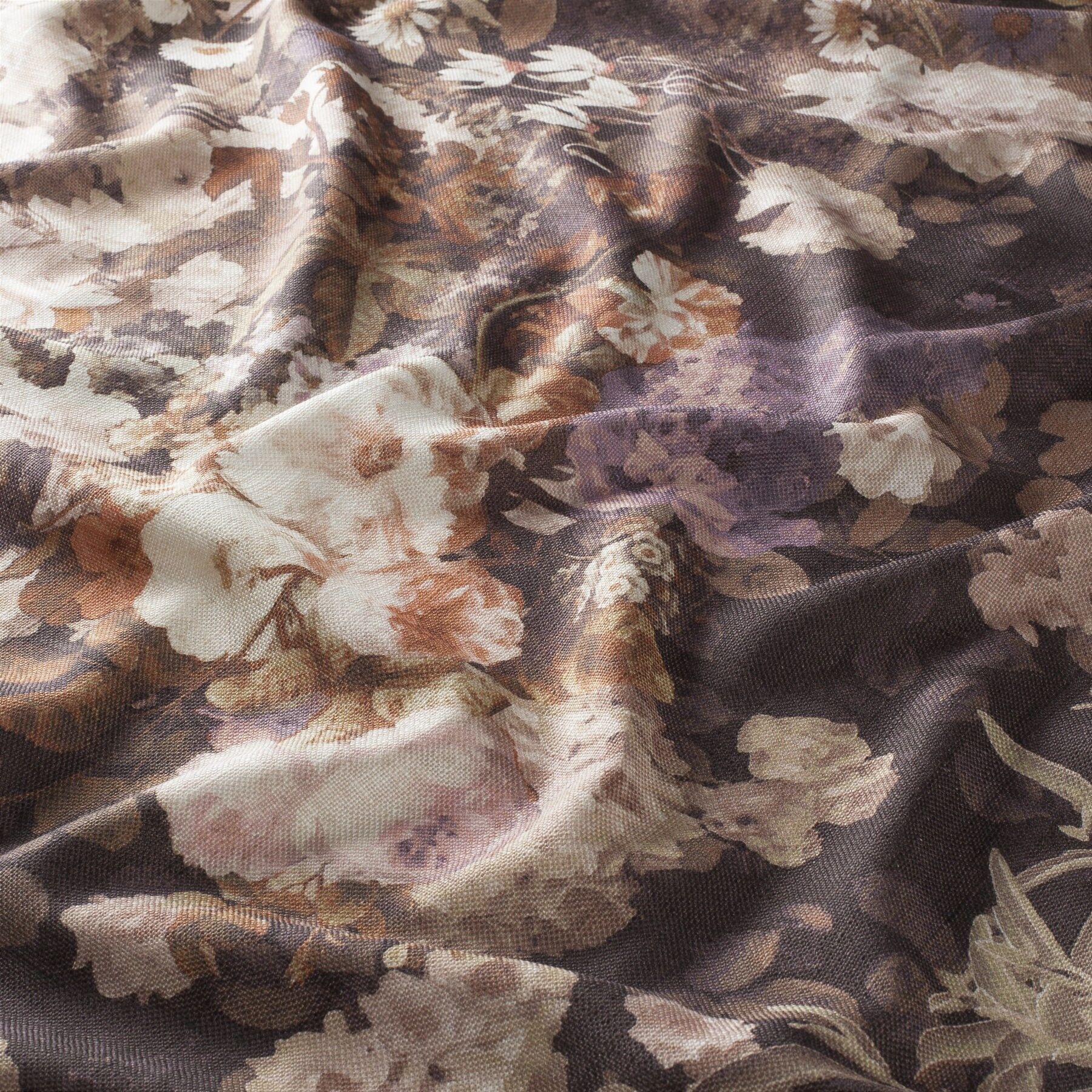 Ca1724 060 Scent Of Nature Jab Vorhangstoff Meterware Mit Blumenmuster Braun