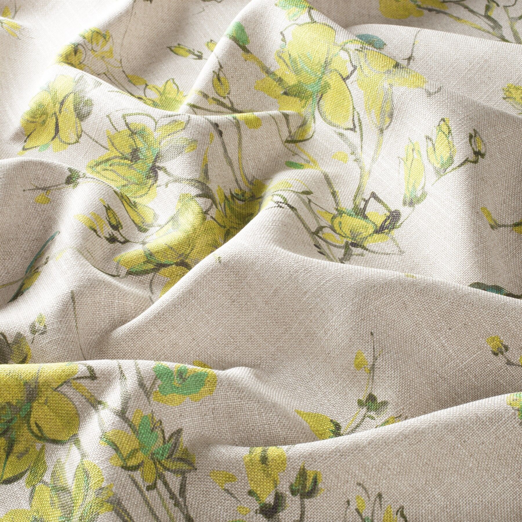 Ch2945 030 Sweet Garden Jab Vorhangstoff Meterware Mit Blumenmuster Gelb