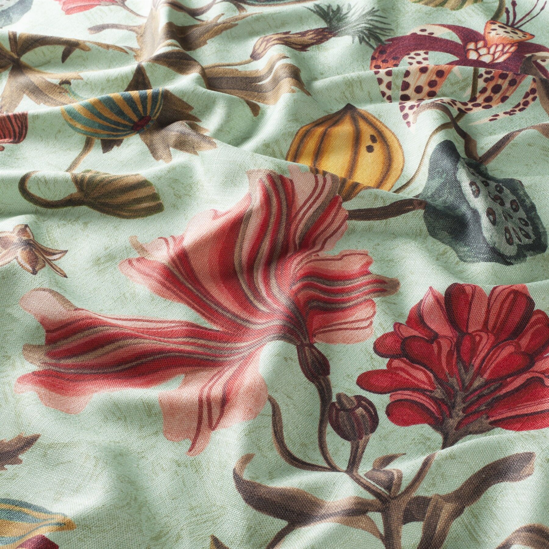 Ch3078 010 Curious Garden Jab Vorhangstoff Meterware Mit Blumenmuster Gruen