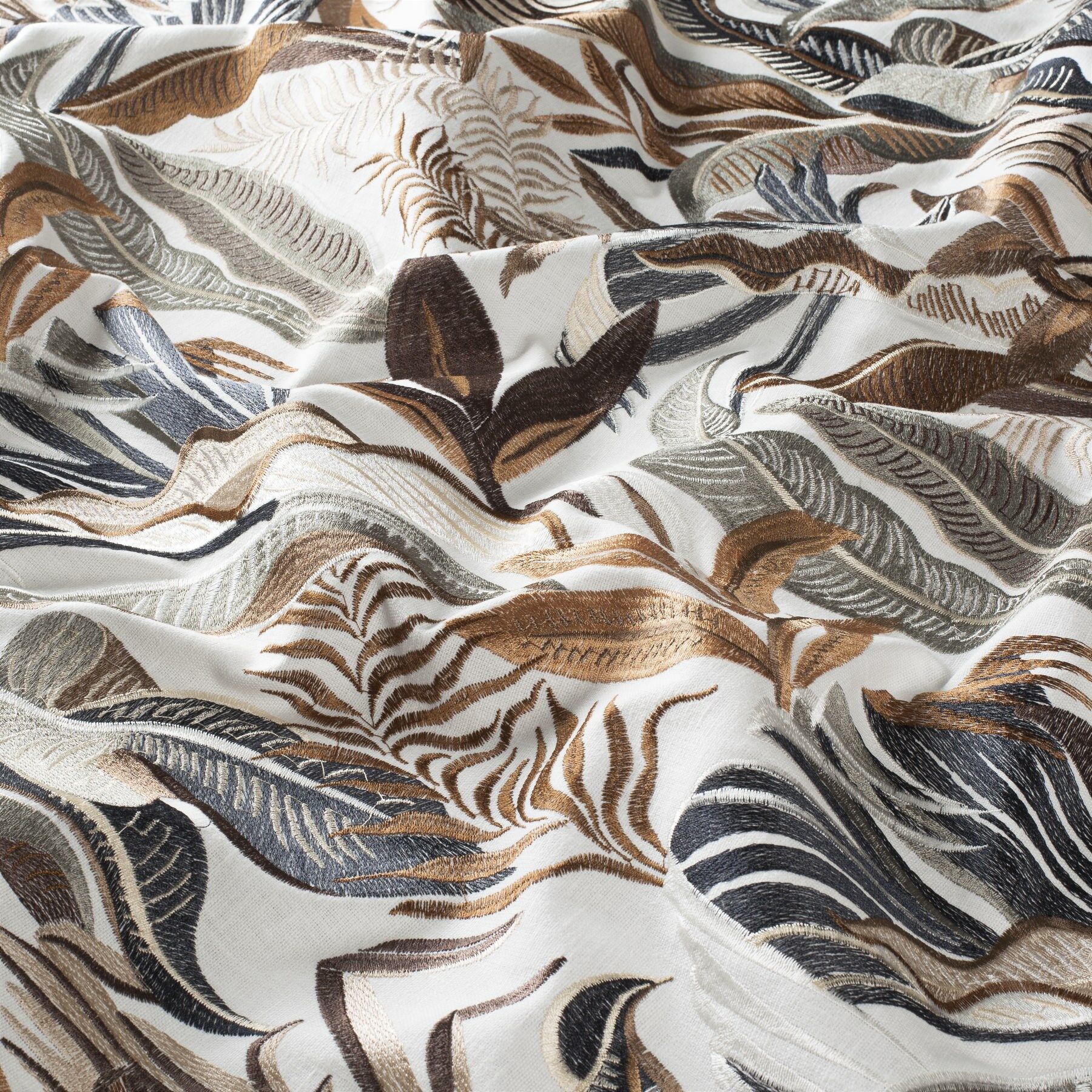 Ch3096 030 Fabulous Beauty Vorhangstoff Meterware Gemustert Weiss Braun