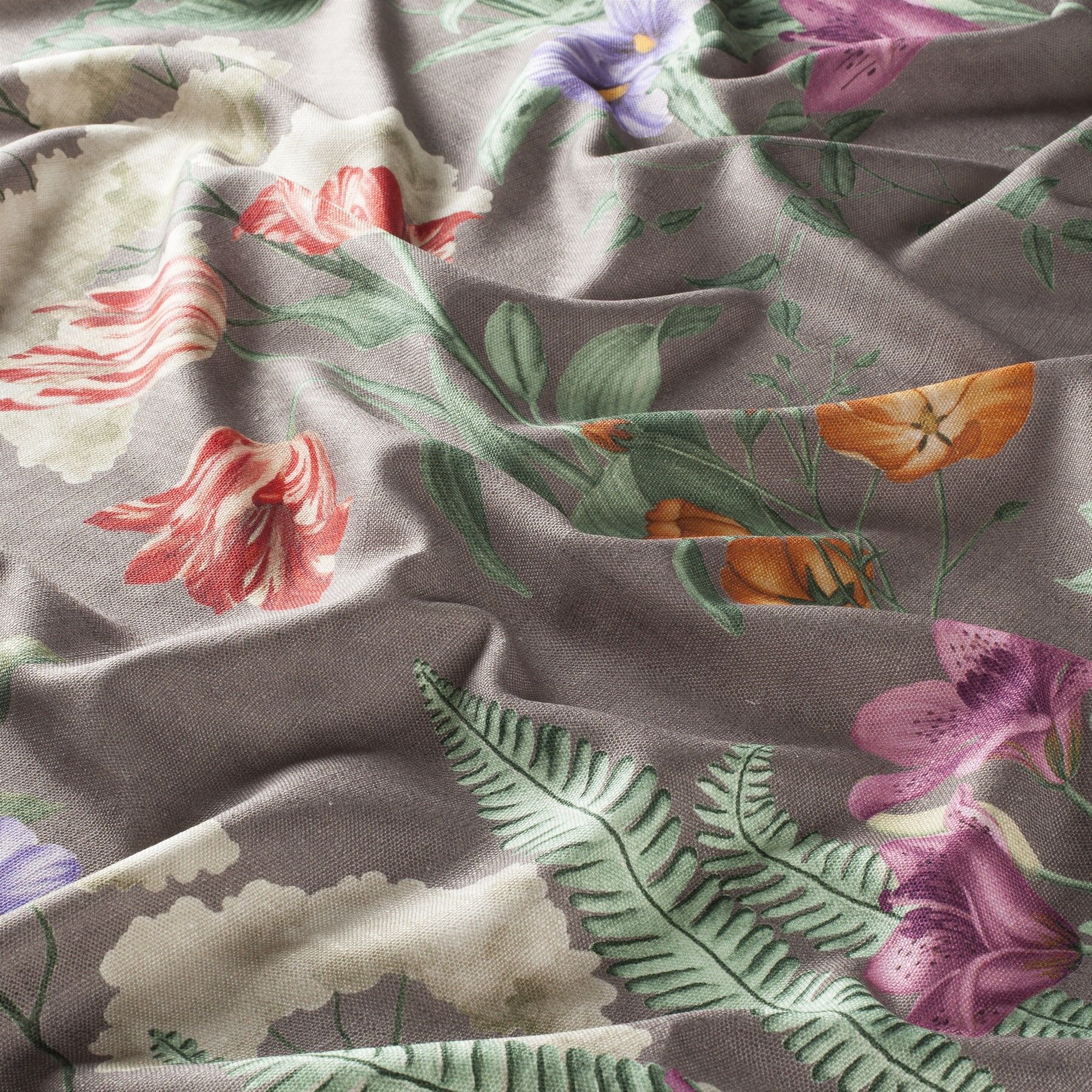 Ch3107 092 Fabulous Journey Jab Vorhangstoff Meterware Mit Blumenmuster Braun Gruen Rosa