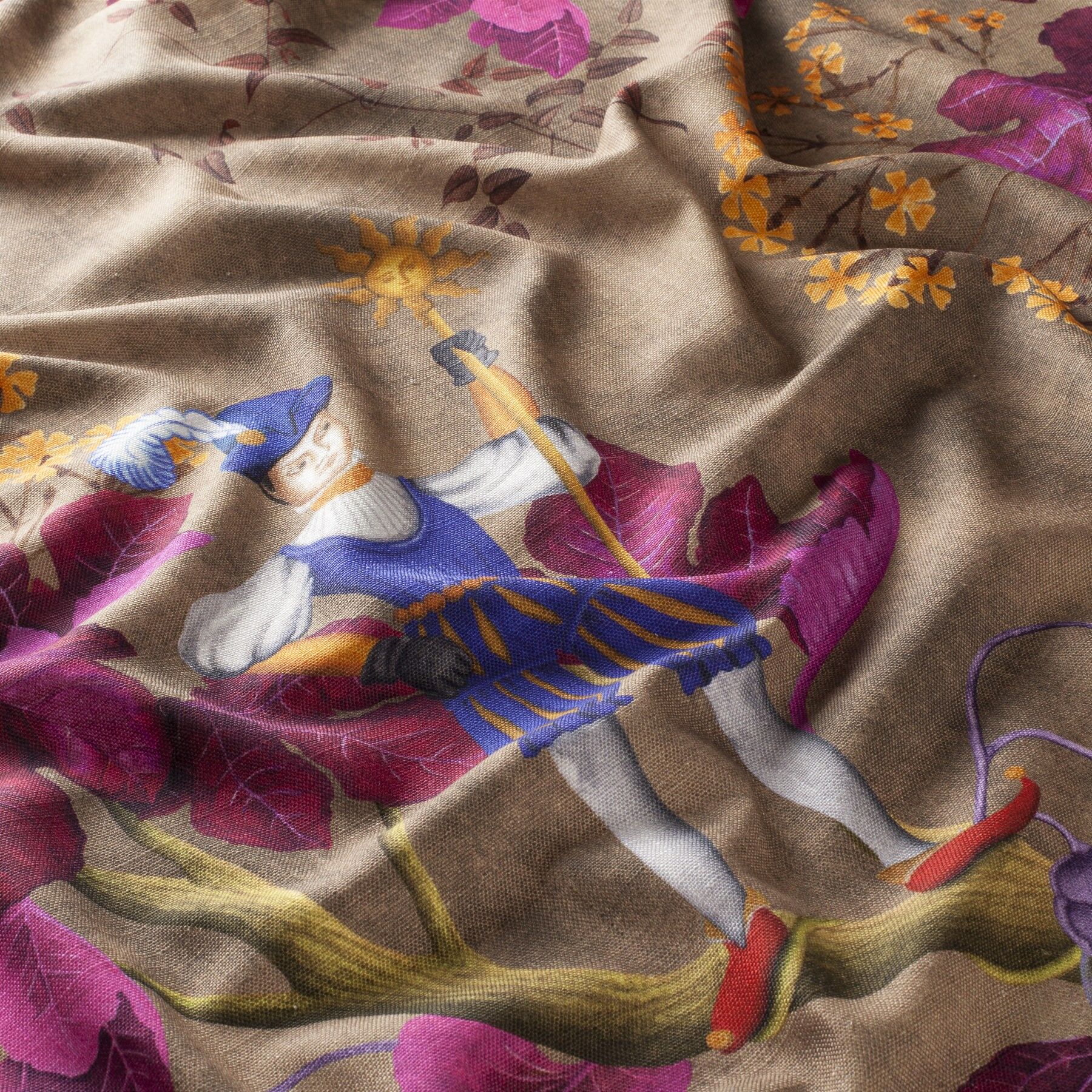 Ch3147 080 Fairytale Forest Jab Vorhangstoff Meterware Gemustert Braun Pink