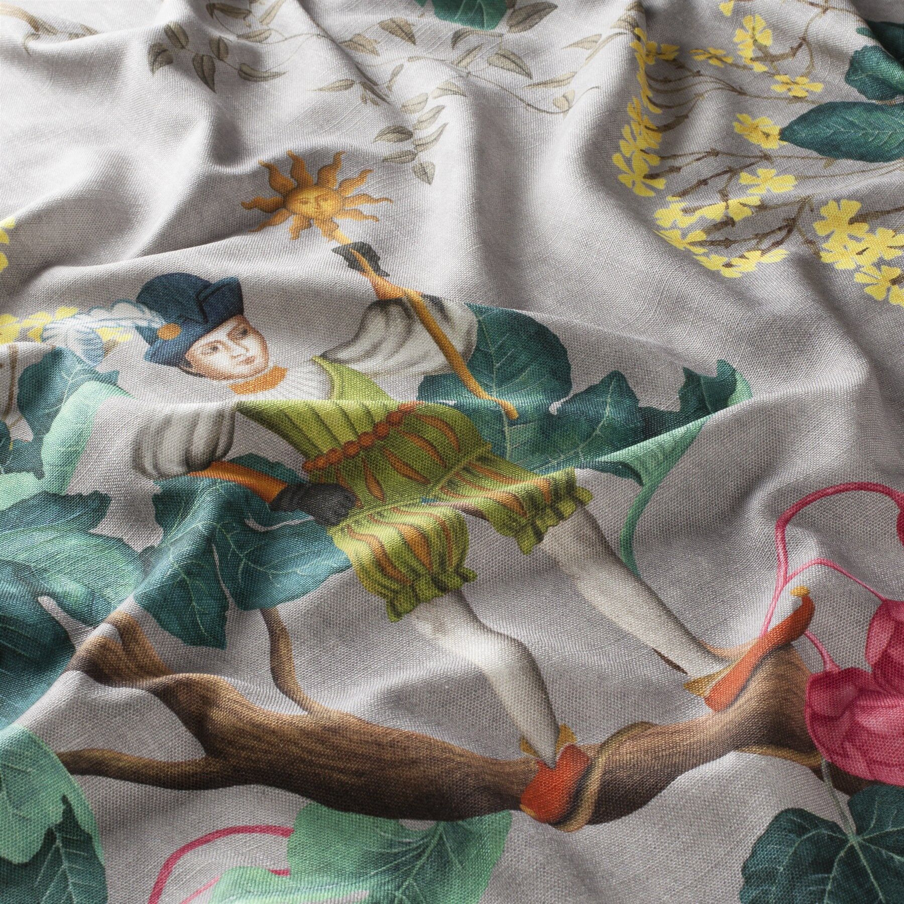 Ch3147 091 Fairytale Forest Jab Vorhangstoff Meterware Gemustert Grau Gruen