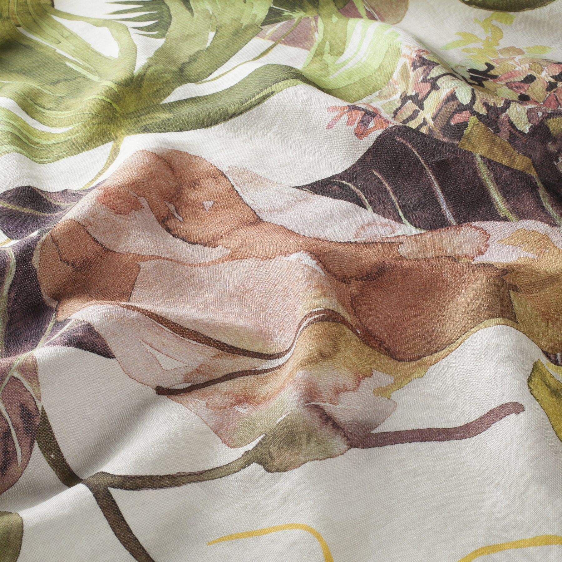 Ch3153 060 Heavens Garden Jab Vorhangstoff Meterware Mit Blumenmuster Gruen Braun