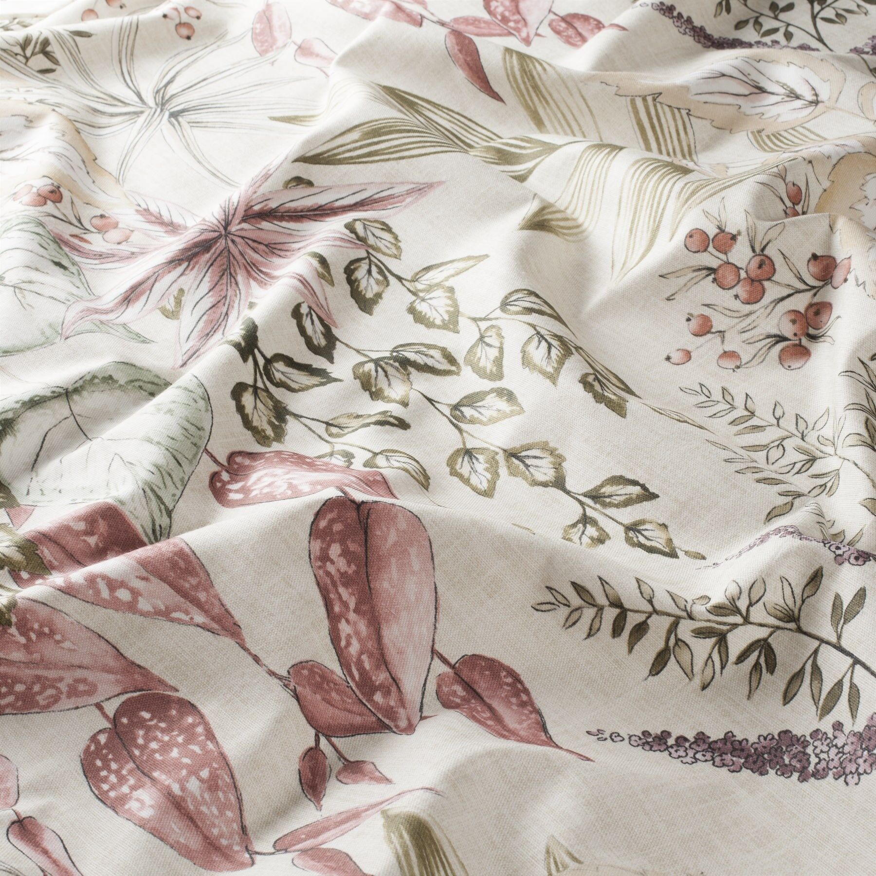 Gs1006 010 Avignon Jab Vorhangstoff Meterware Mit Blumenmuster Beige Gruen Rot