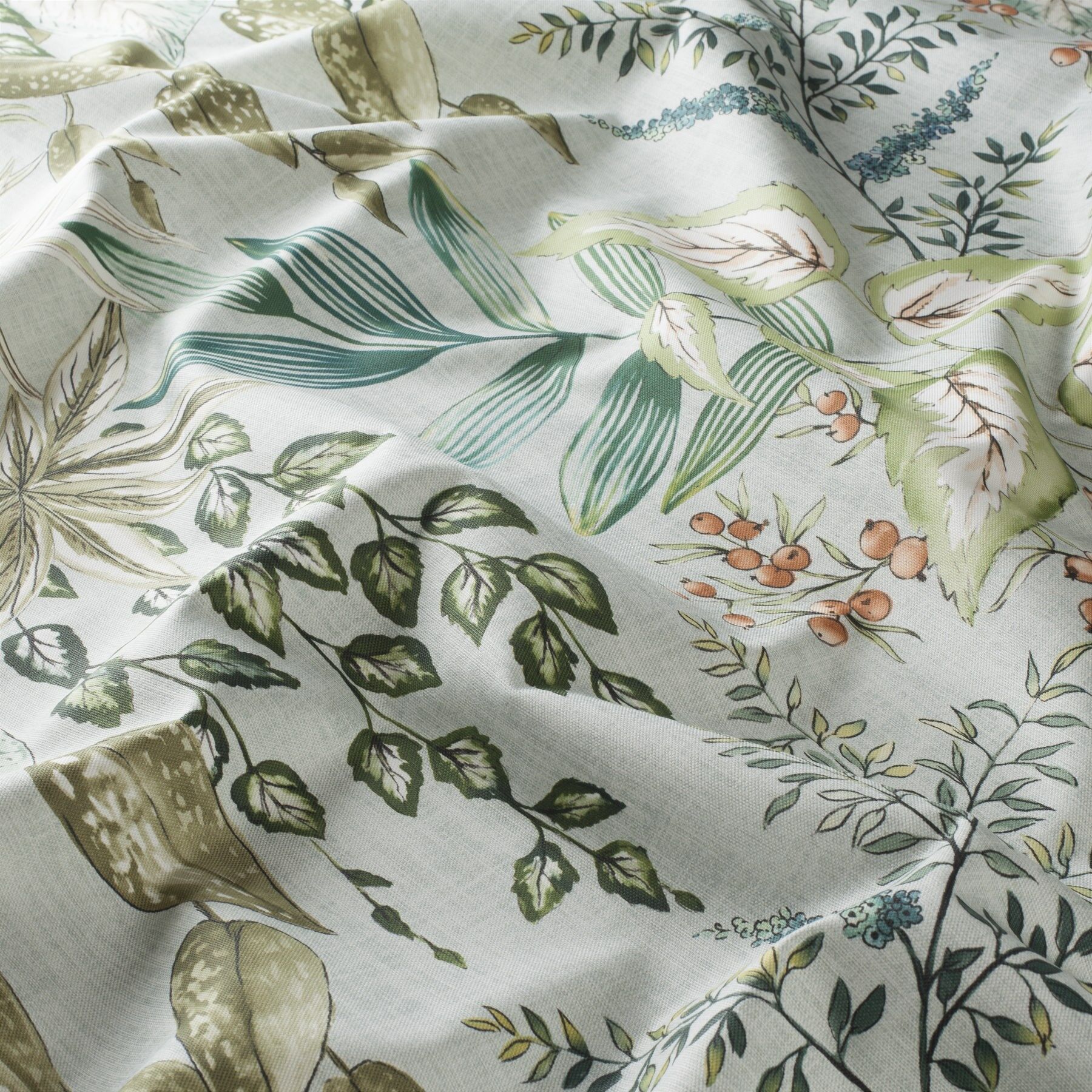 Gs1006 080 Avignon Jab Vorhangstoff Meterware Mit Blumenmuster Blau Gruen