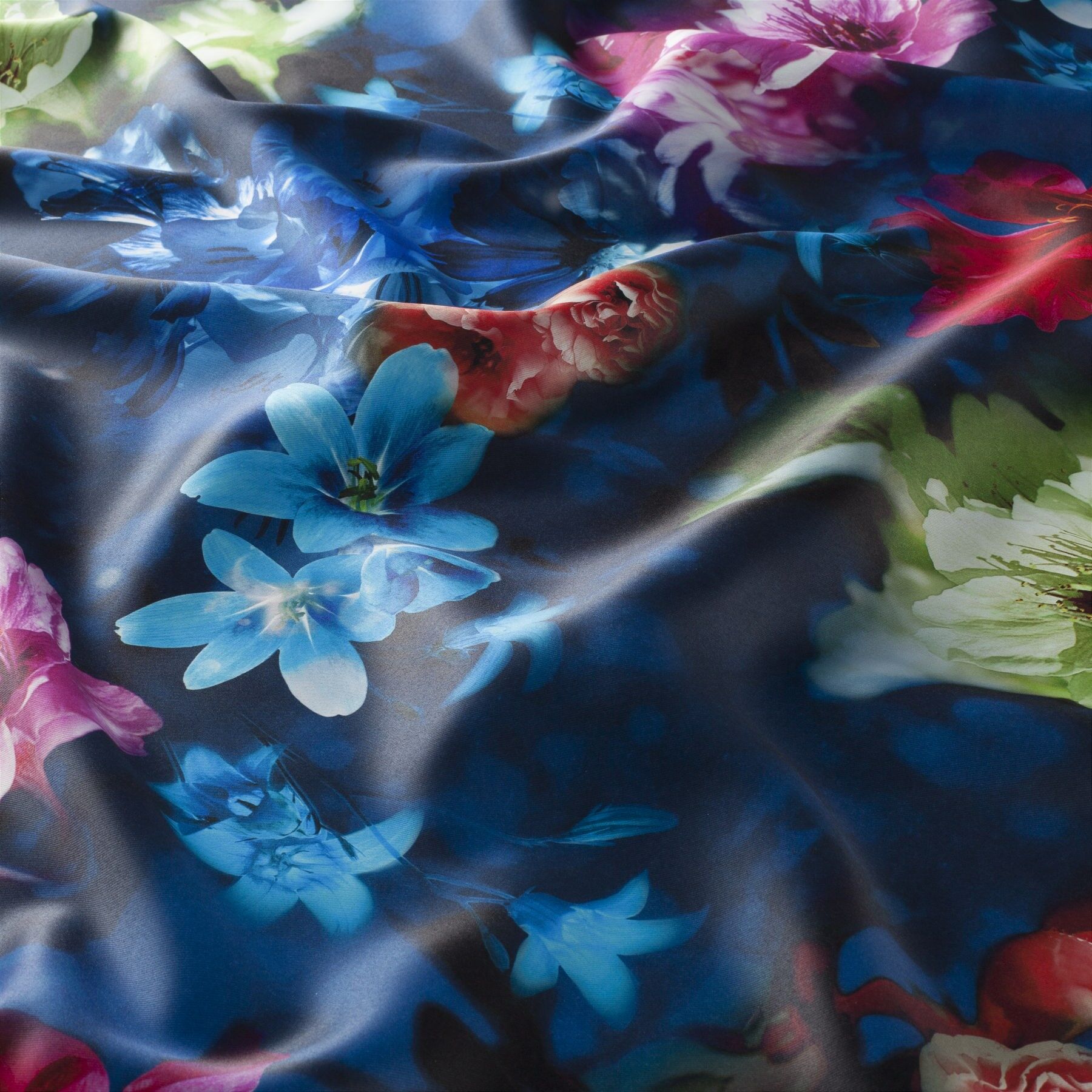 Gs8001 050 Paradise Fr Dimout Jab Vorhangstoff Meterware Mit Blumenmuster Blau