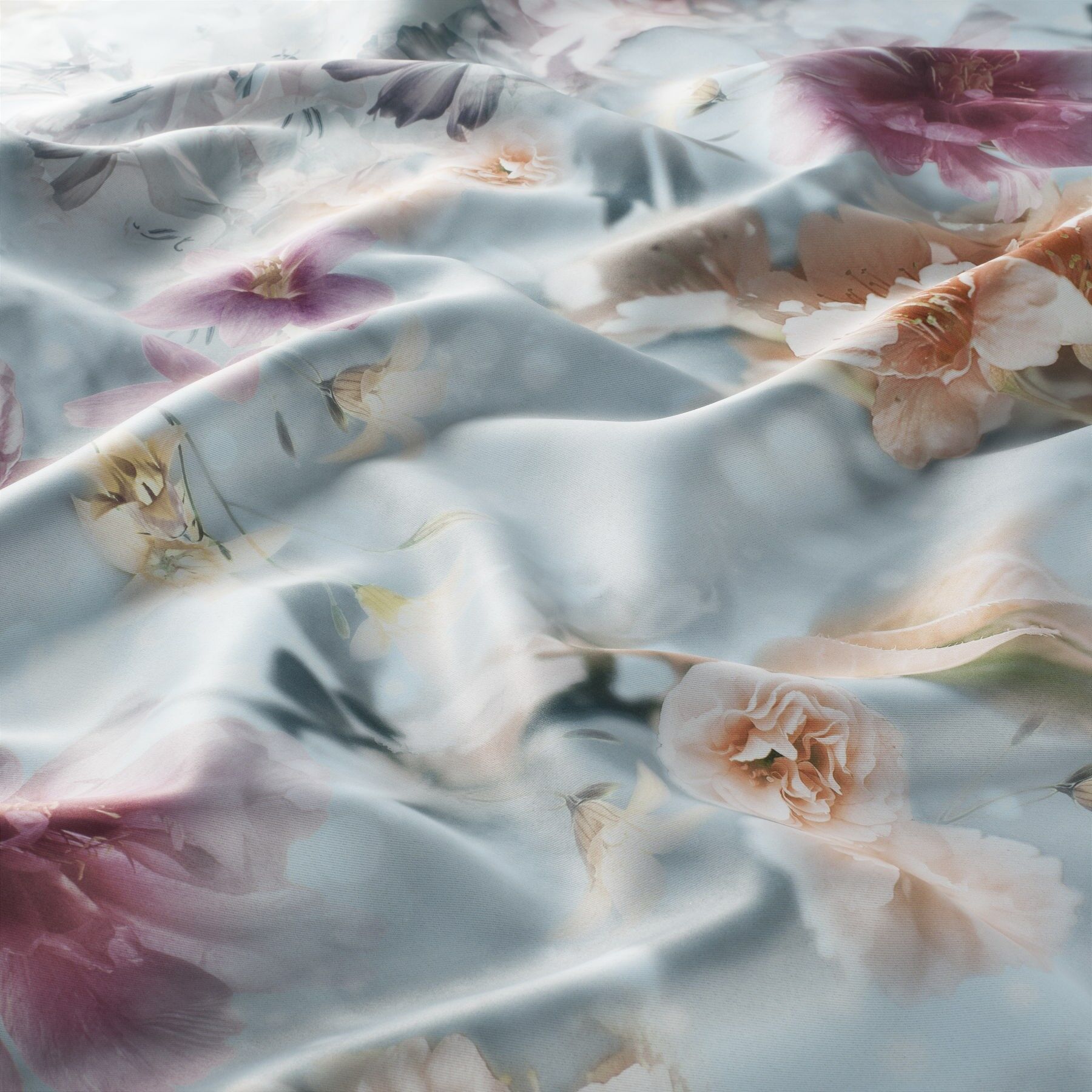 Gs8001 080 Paradise Fr Dimout Jab Vorhangstoff Meterware Mit Blumenmuster Blau