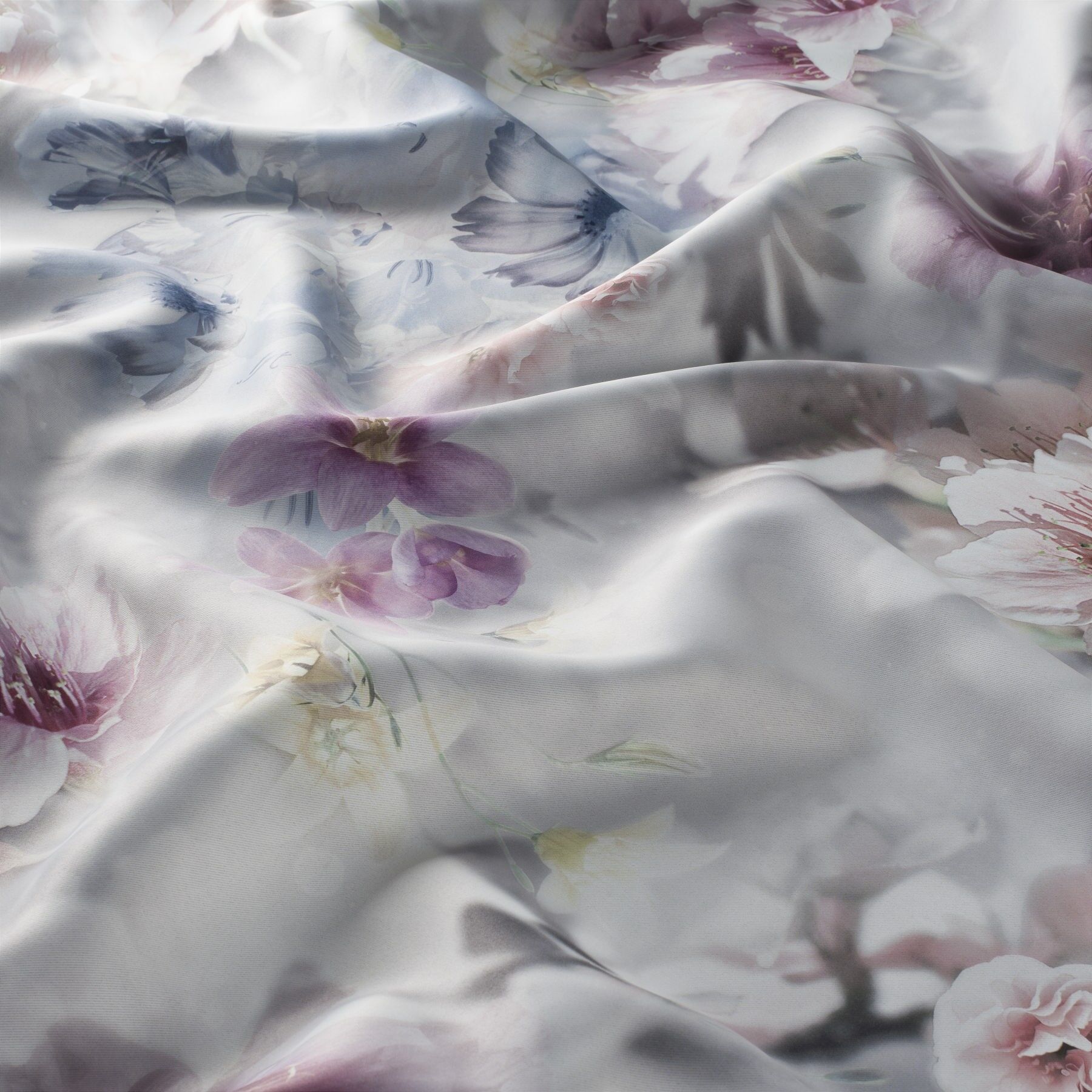 Gs8001 091 Paradise Fr Dimout Jab Vorhangstoff Meterware Mit Blumenmuster Grau