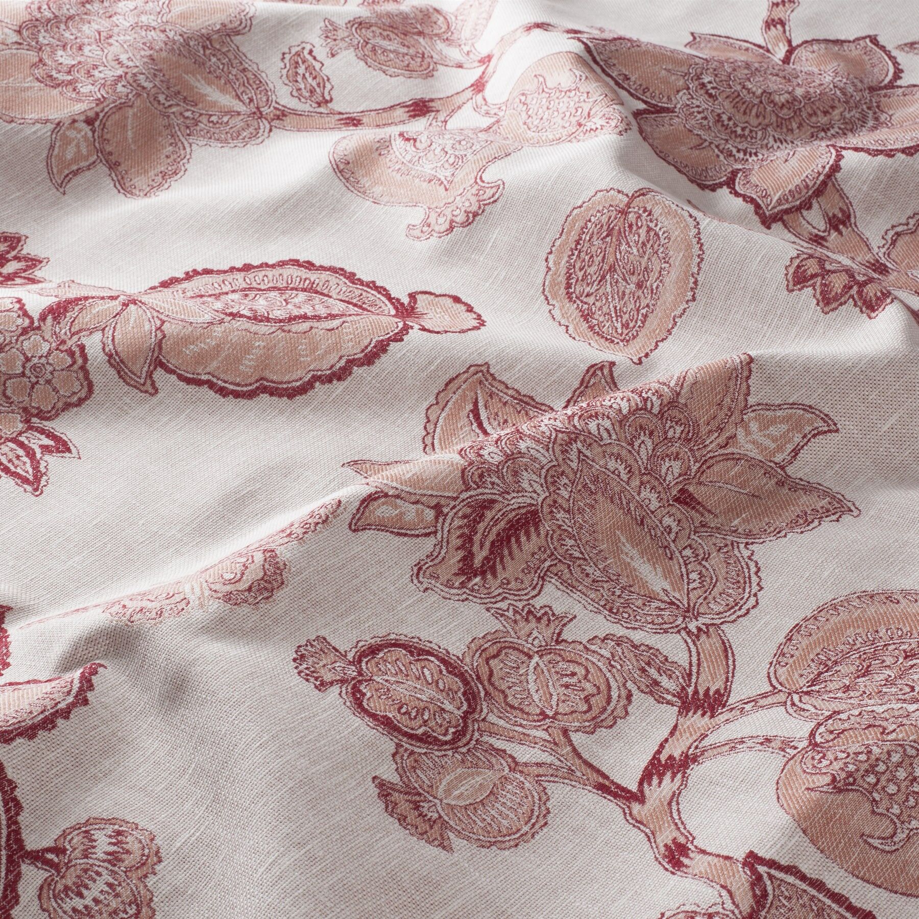 Ja7094 010 Jacobina Jab Vorhangstoff Meterware Mit Blumenmuster Weiss Rot