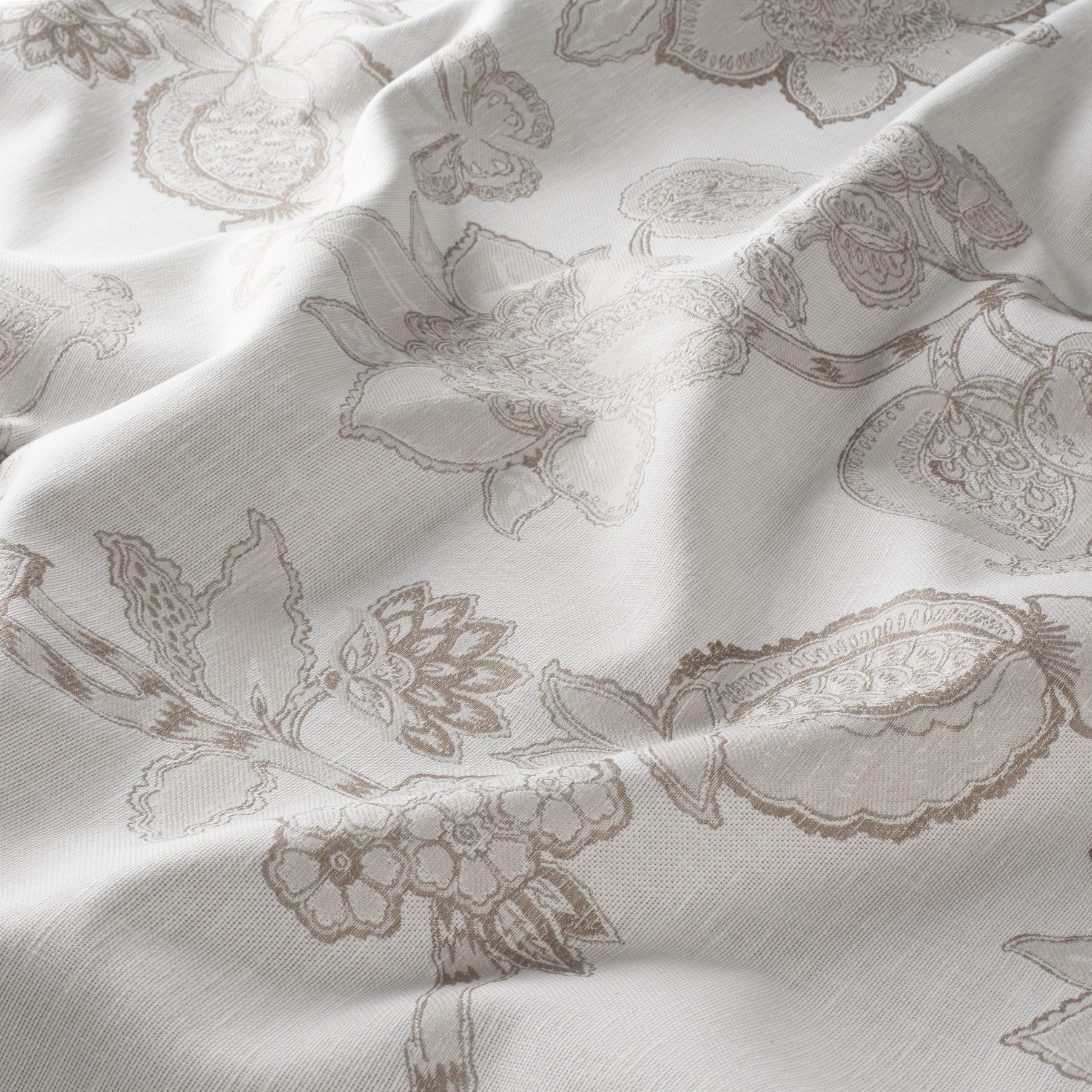 Ja7094 020 Jacobina Jab Vorhangstoff Meterware Mit Blumenmuster Weiss Braun