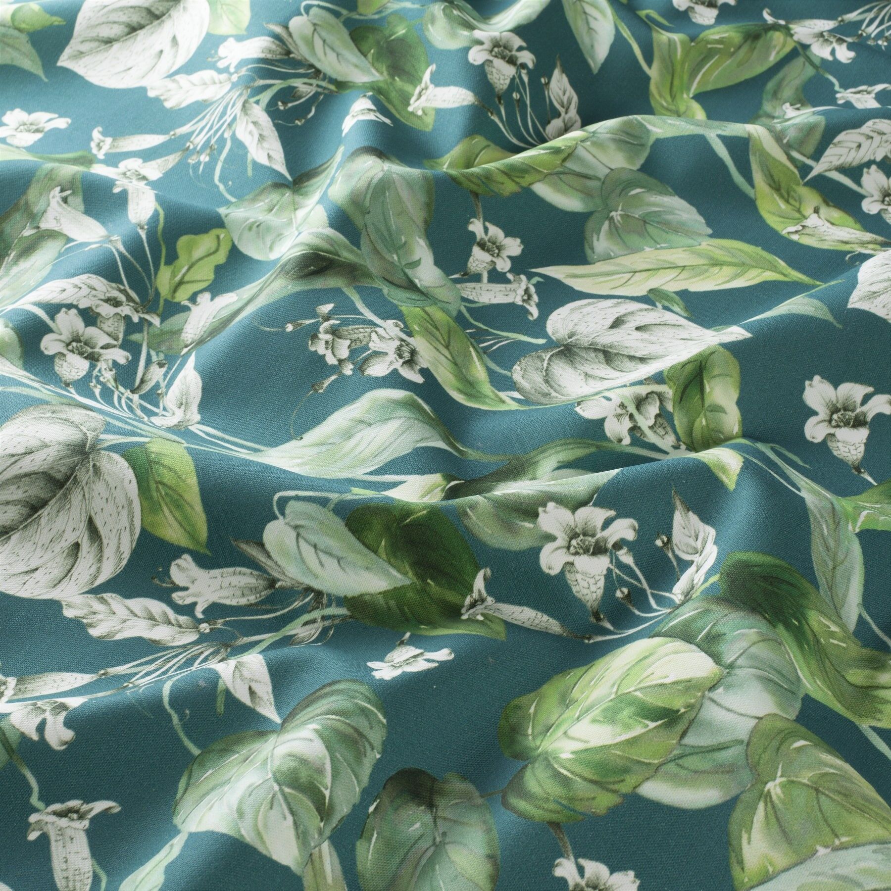 Ja8038 031 Fine Leaves Jab Vorhangstoff Meterware Gemustert Gruen