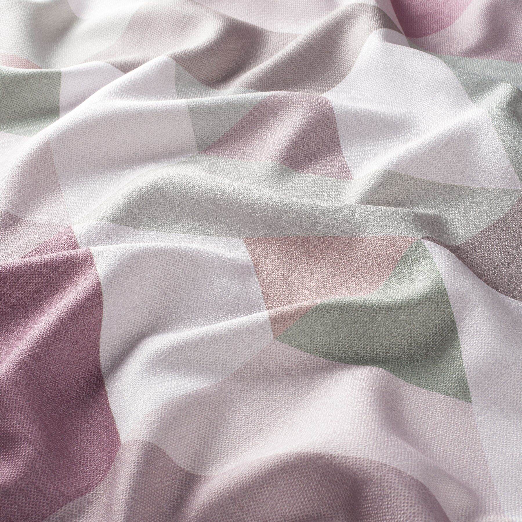 1 8941 060 Sounds Jab Vorhangstoff Meterware Gemustert Rosa Gruen Grau