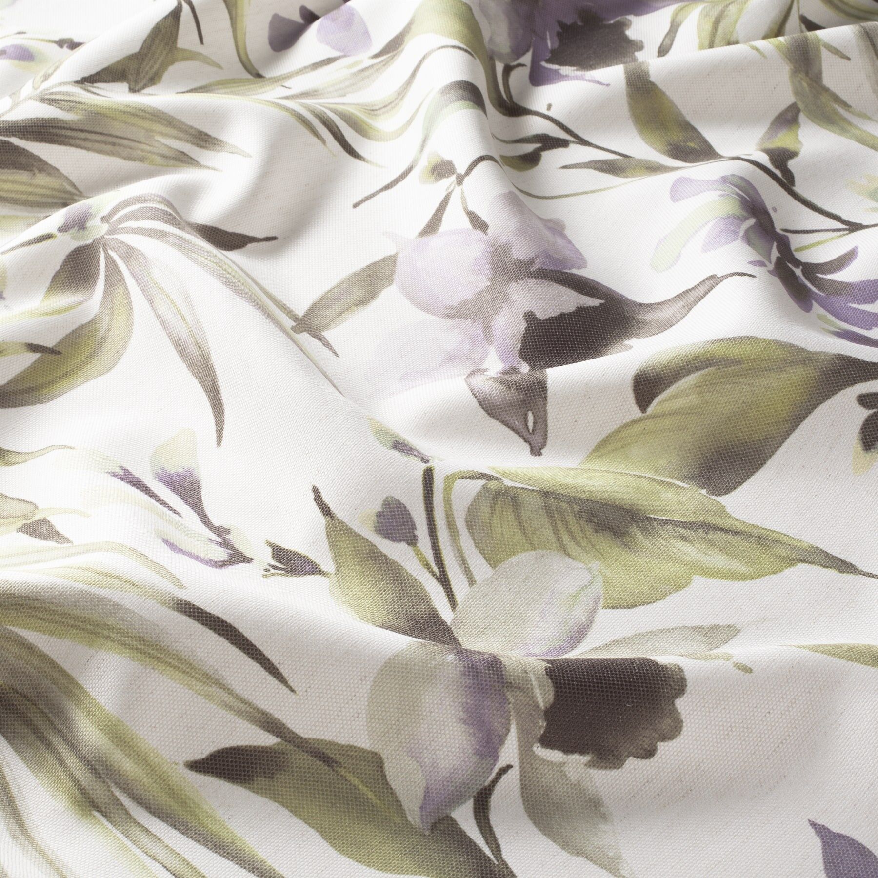 8 1876 030 Summertime Jab Vorhangstoff Meterware Mit Blumenmuster Gruen Weiss