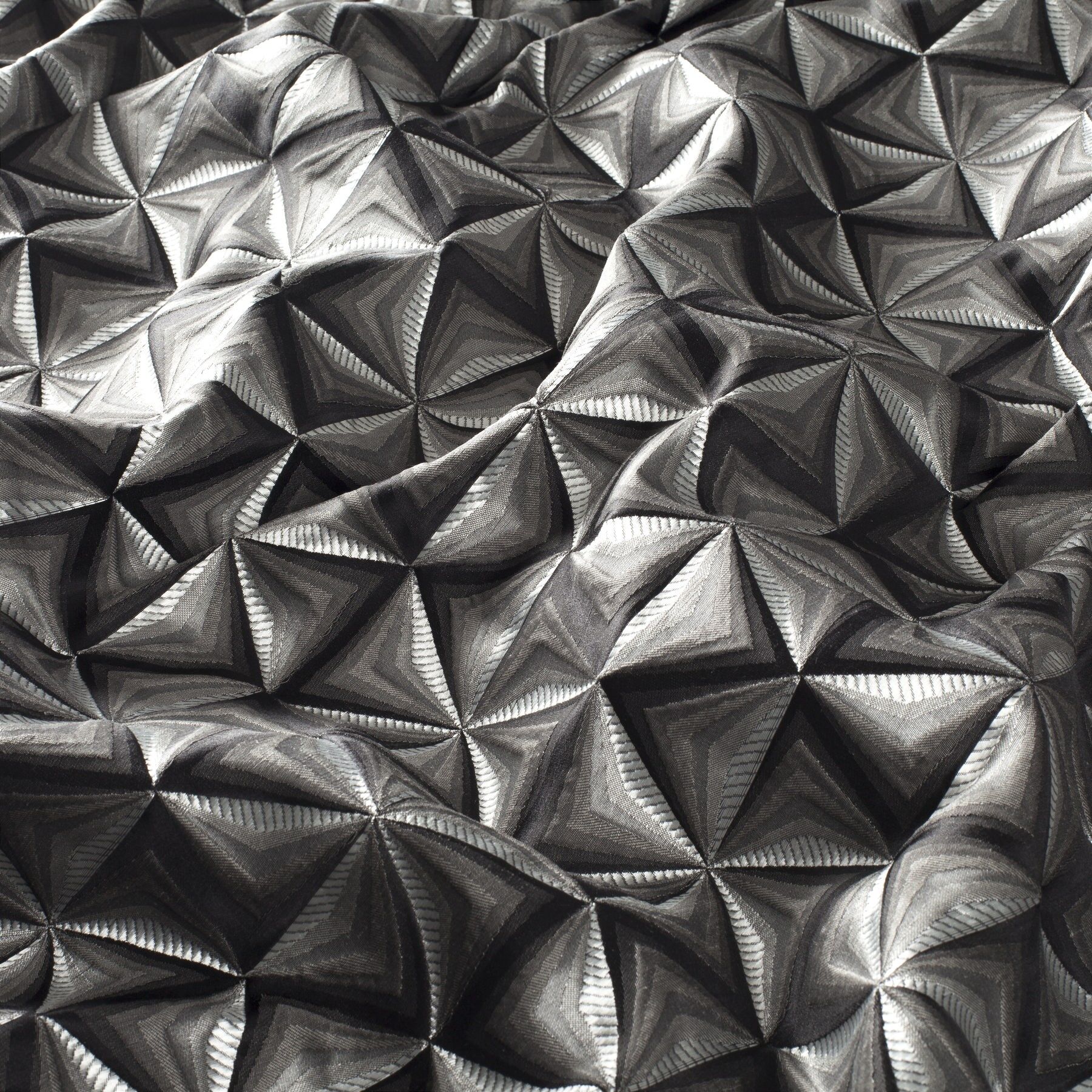 9 7828 091 Tzar Jab Vorhangstoff Meterware Gemustert Grau Schwarz