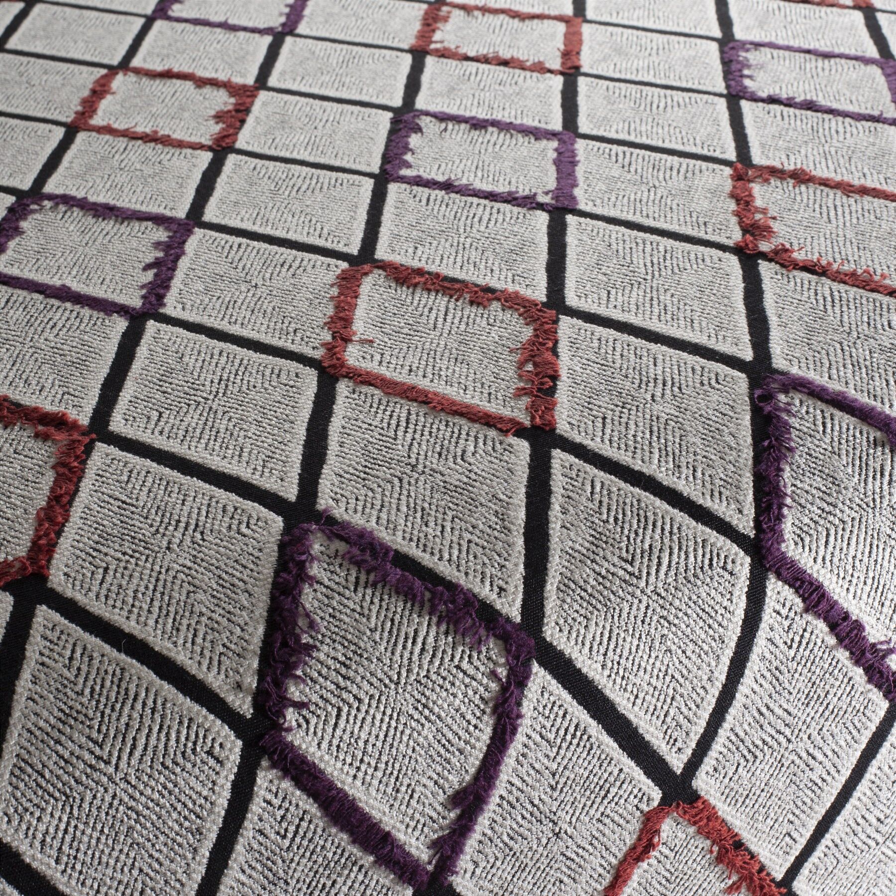 Ca1616 010 Beautiful Day Jab Vorhangstoff Meterware Gemustert Weiss Rot Lila