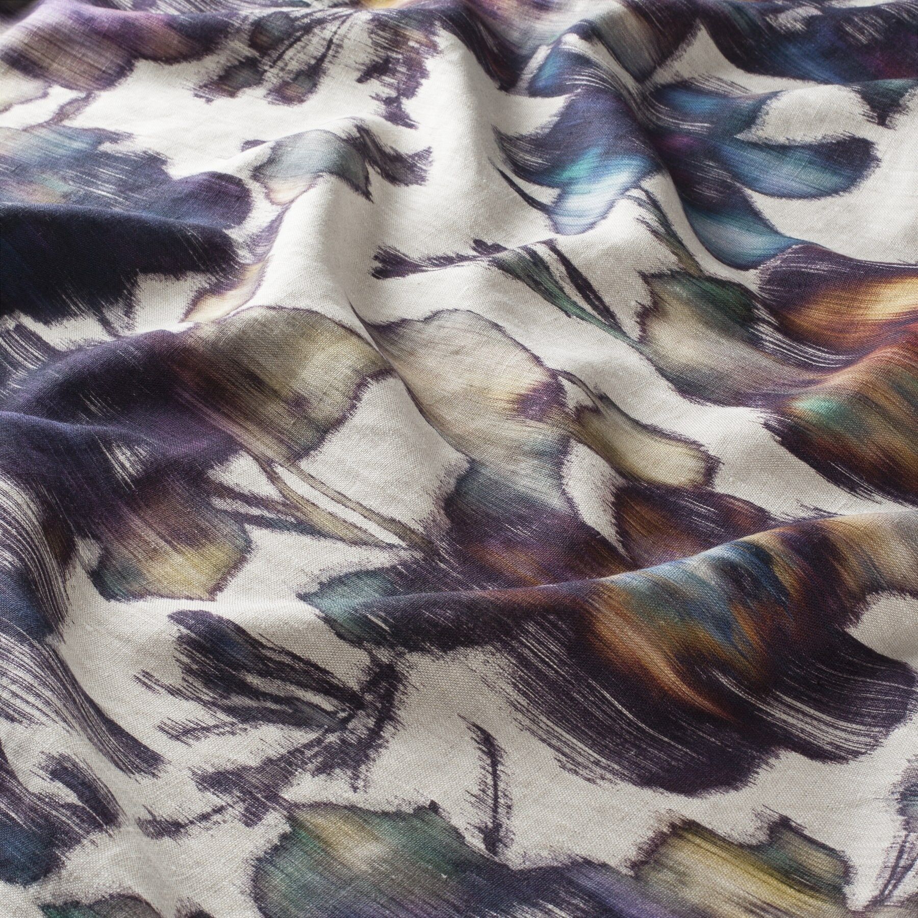 Ca1666 080 Wild River Jab Vorhangstoff Meterware Mit Blumenmuster Lila Blau