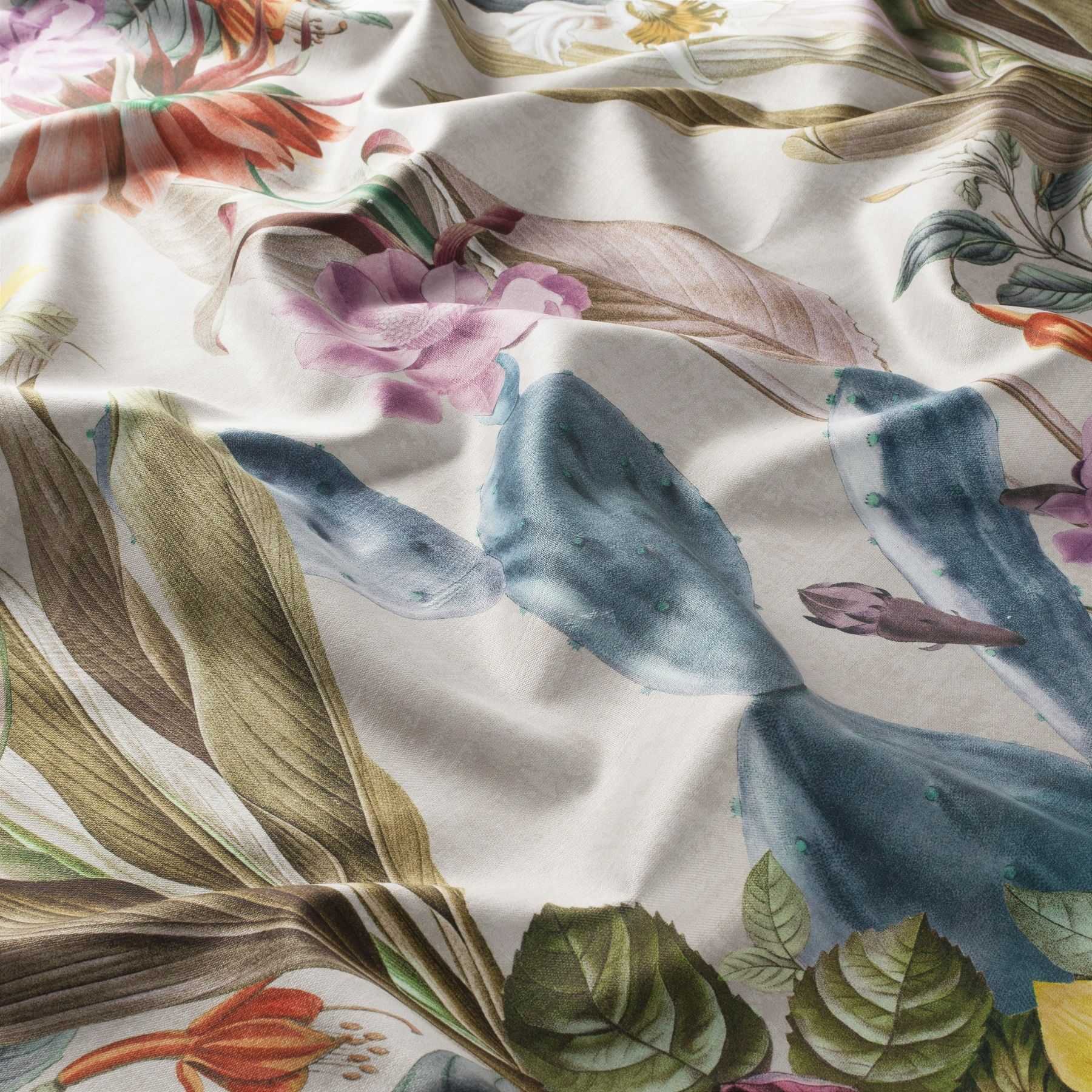 Ca1774 070 Cosmic Flowers Jab Vorhangstoff Meterware Mit Blumenmuster Beige