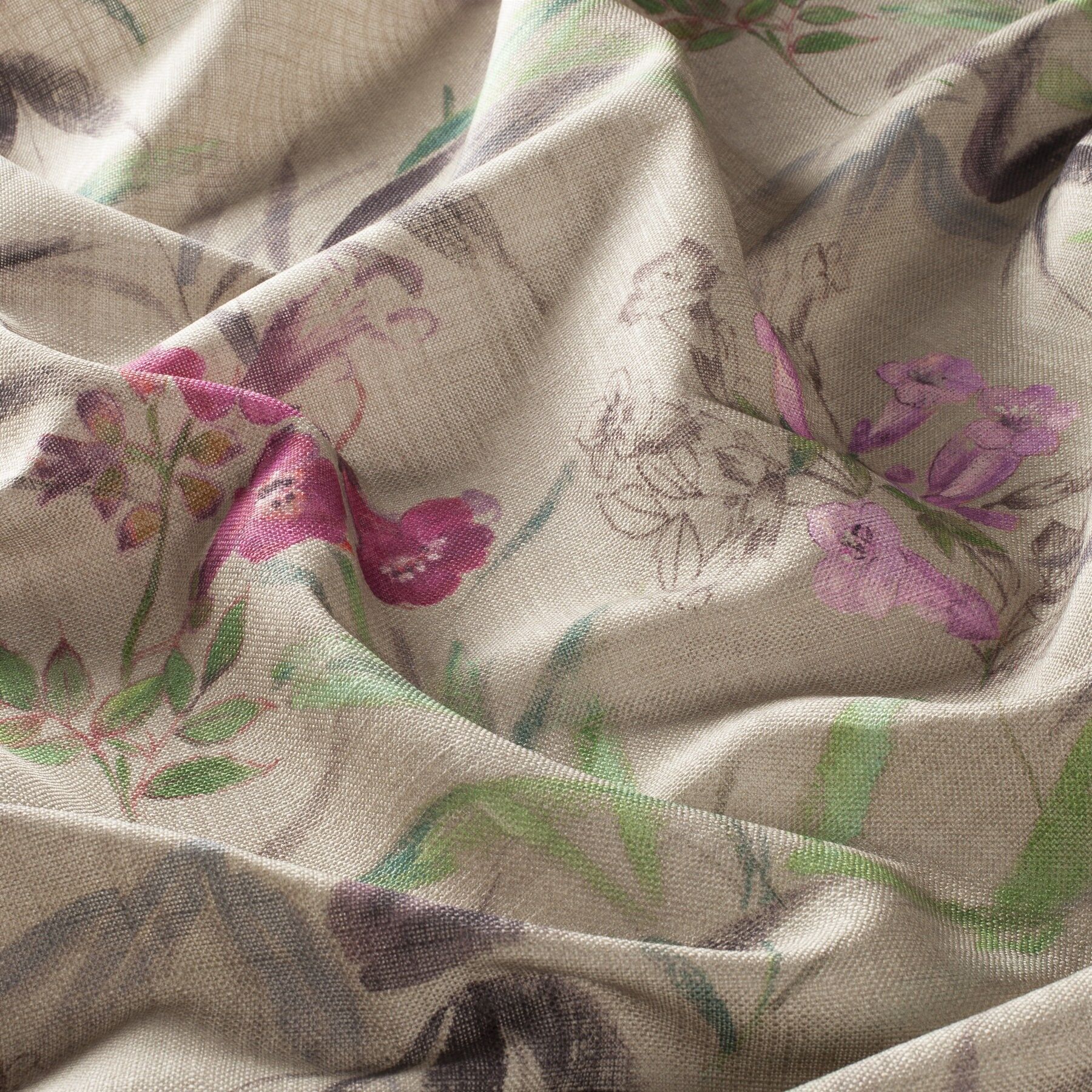 Ch2947 060 Savage Garden Jab Vorhangstoff Meterware Mit Blumenmuster Rosa Braun