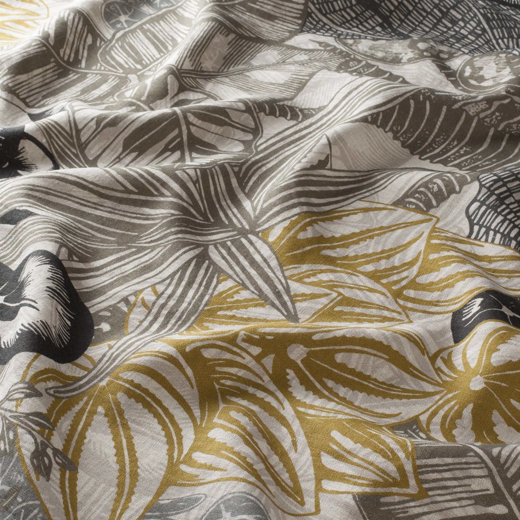 Ch3199 040 Spirit Of Nature Jab Vorhangstoff Meterware Gemustert Braun Gelb