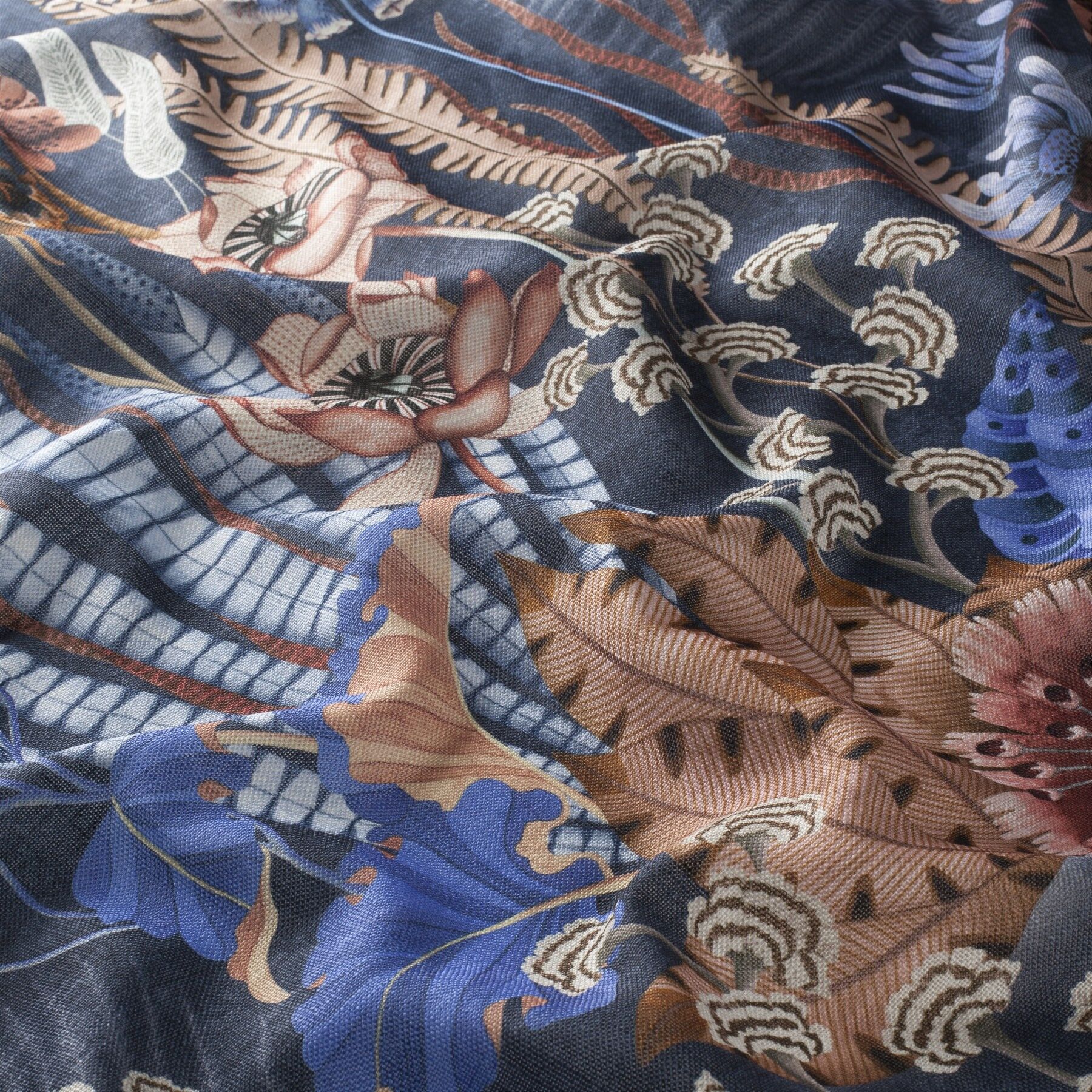 Ch3247 050 Ritual Spirit Jab Vorhangstoff Meterware Gemustert Blau