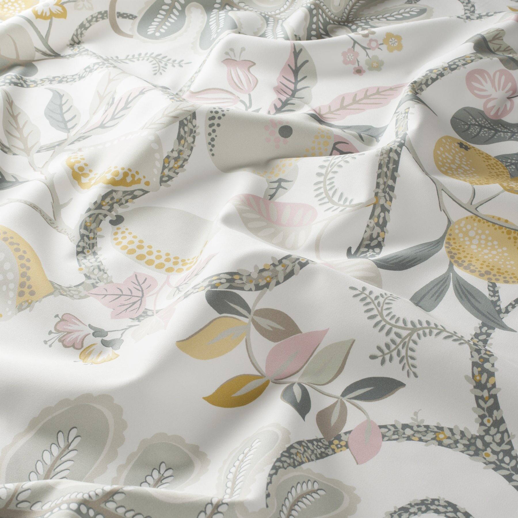 Gs1014 061 Martinique Jab Vorhangstoff Meterware Gemustert Grau Rosa Gelb