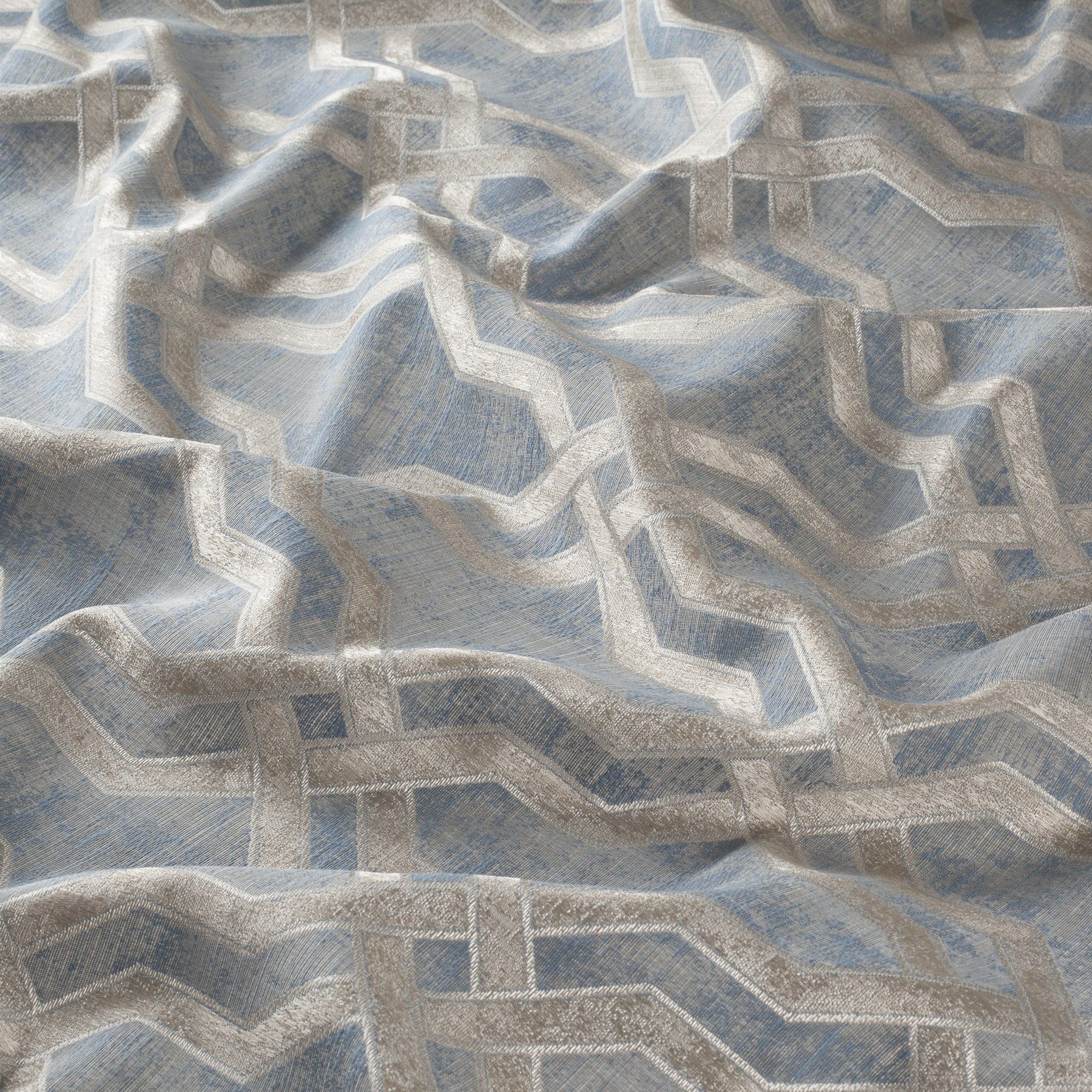 Ja7003 051 Marcato Jab Vorhangstoff Meterware Gemustert Blau