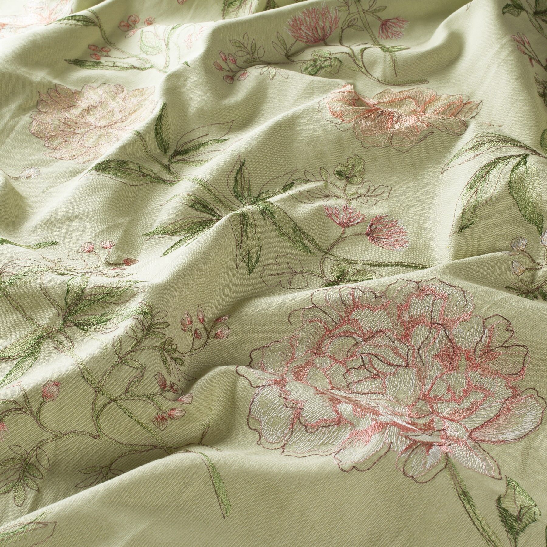 Ja7027 030 Florence Jab Vorhangstoff Meterware Mit Blumenmuster Gruen